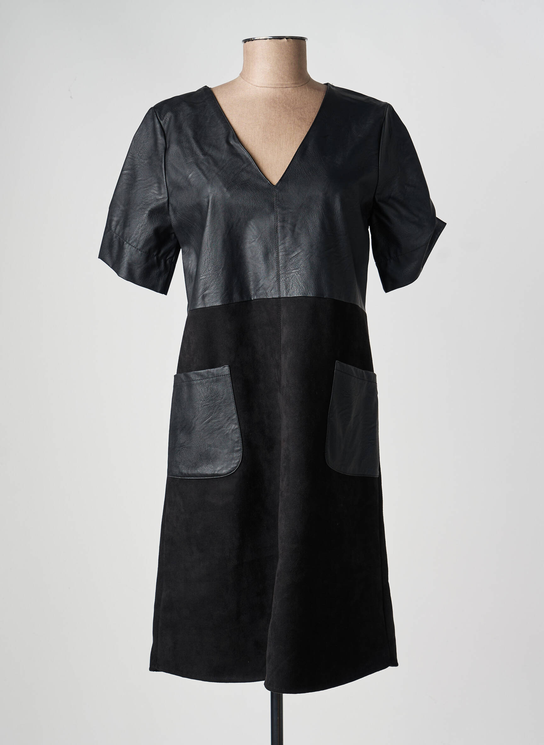 Rochie midi mâneci scurte mâneci scurte negru LA FÉE ATELIER BY LA FÉE MARABOUTÉE femeie
