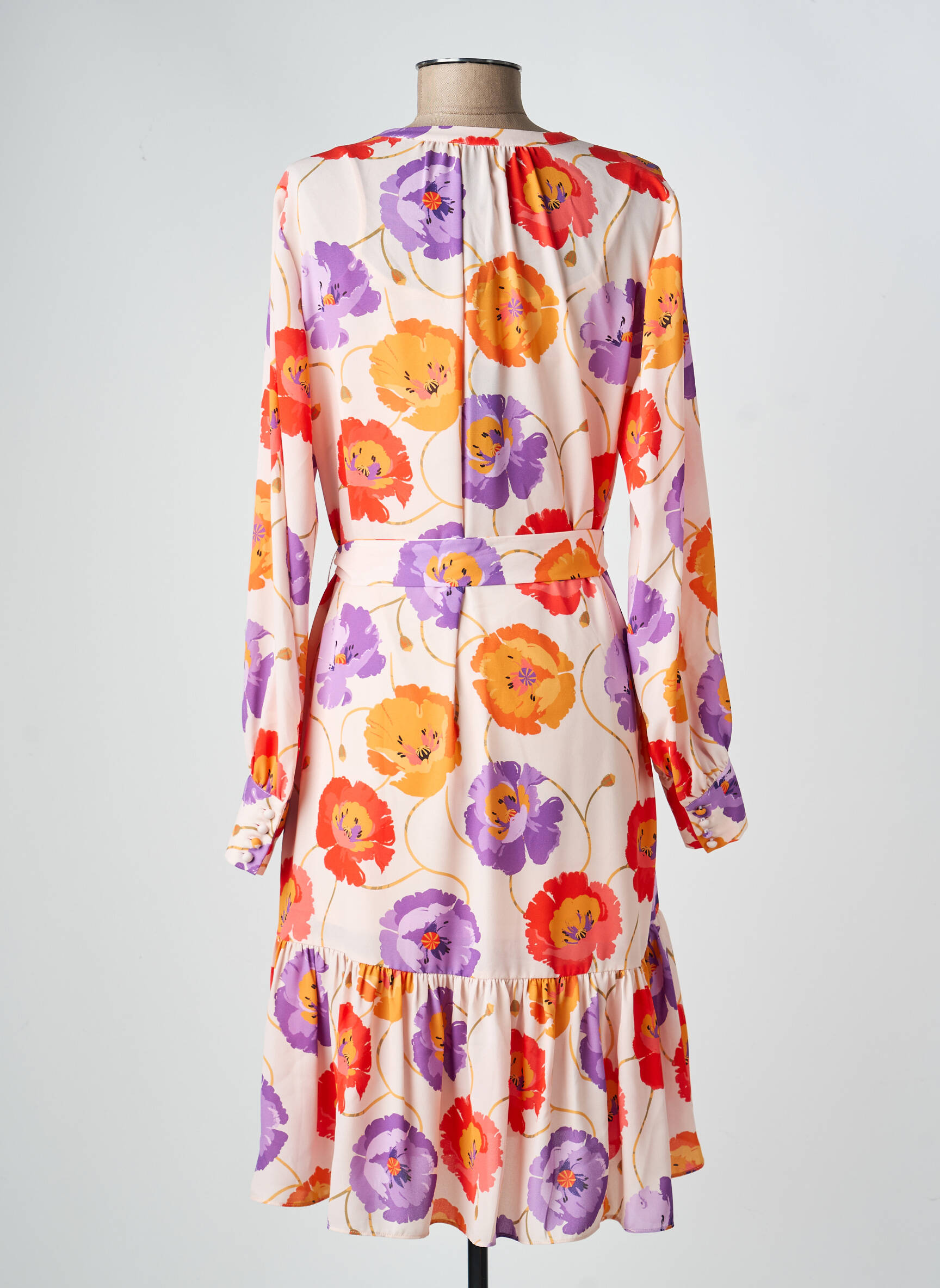 Rochie midi croială fluidă mâneci lungi portocalie MARC CAIN femeie