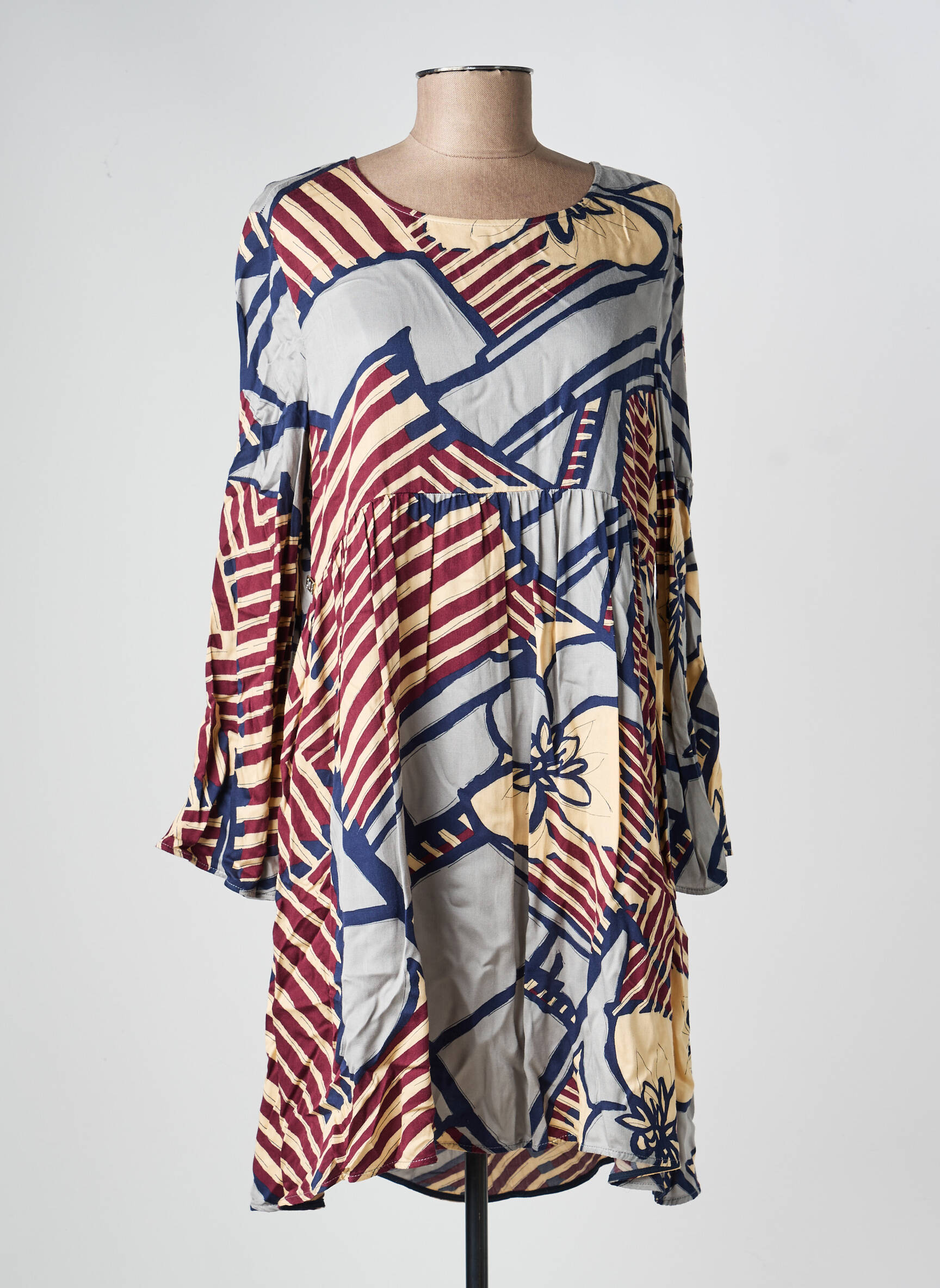 Rochie scurtă croială evazată mâneci lungi albastru MANILA GRACE femeie