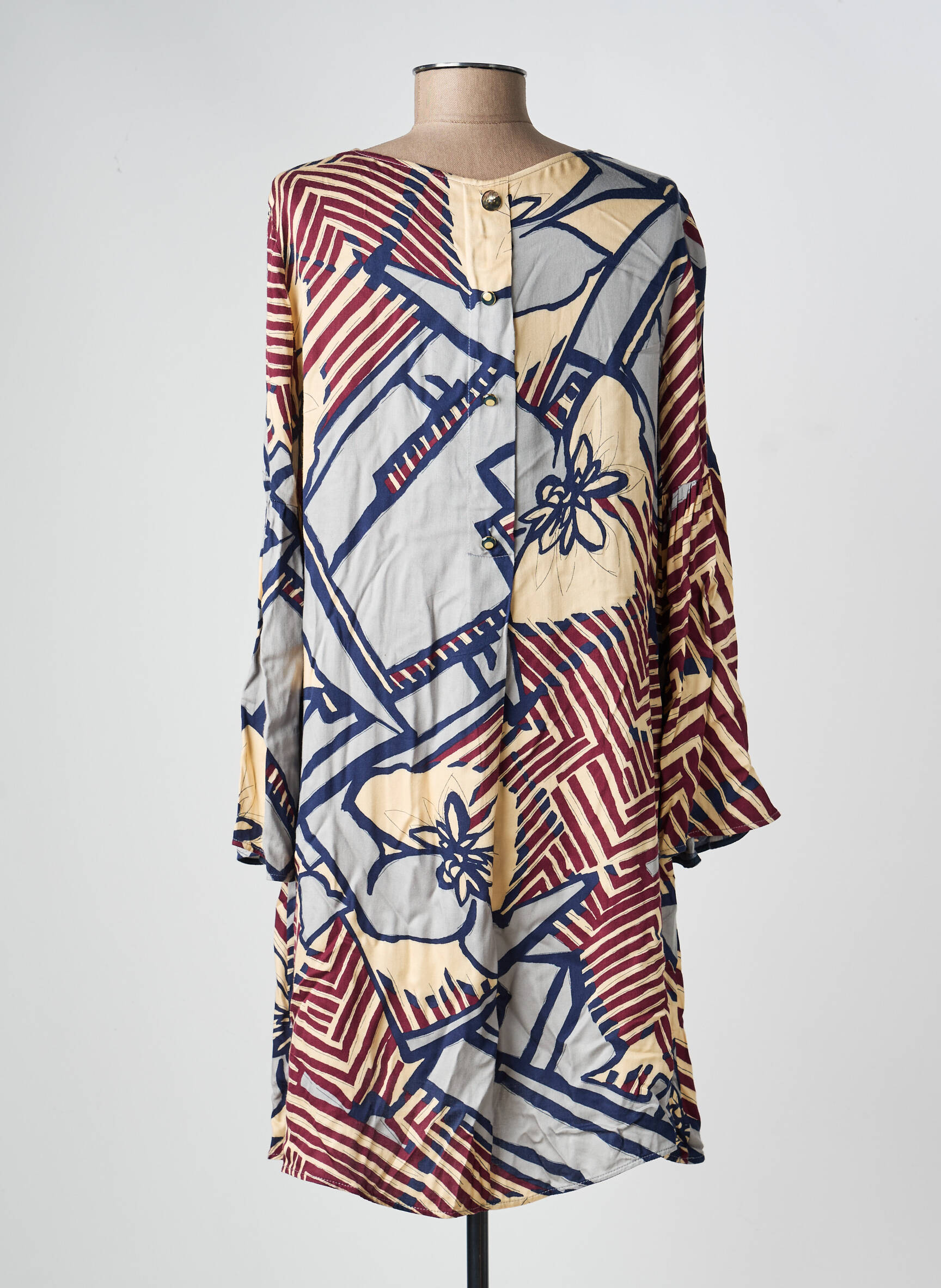 Rochie scurtă croială evazată mâneci lungi albastru MANILA GRACE femeie
