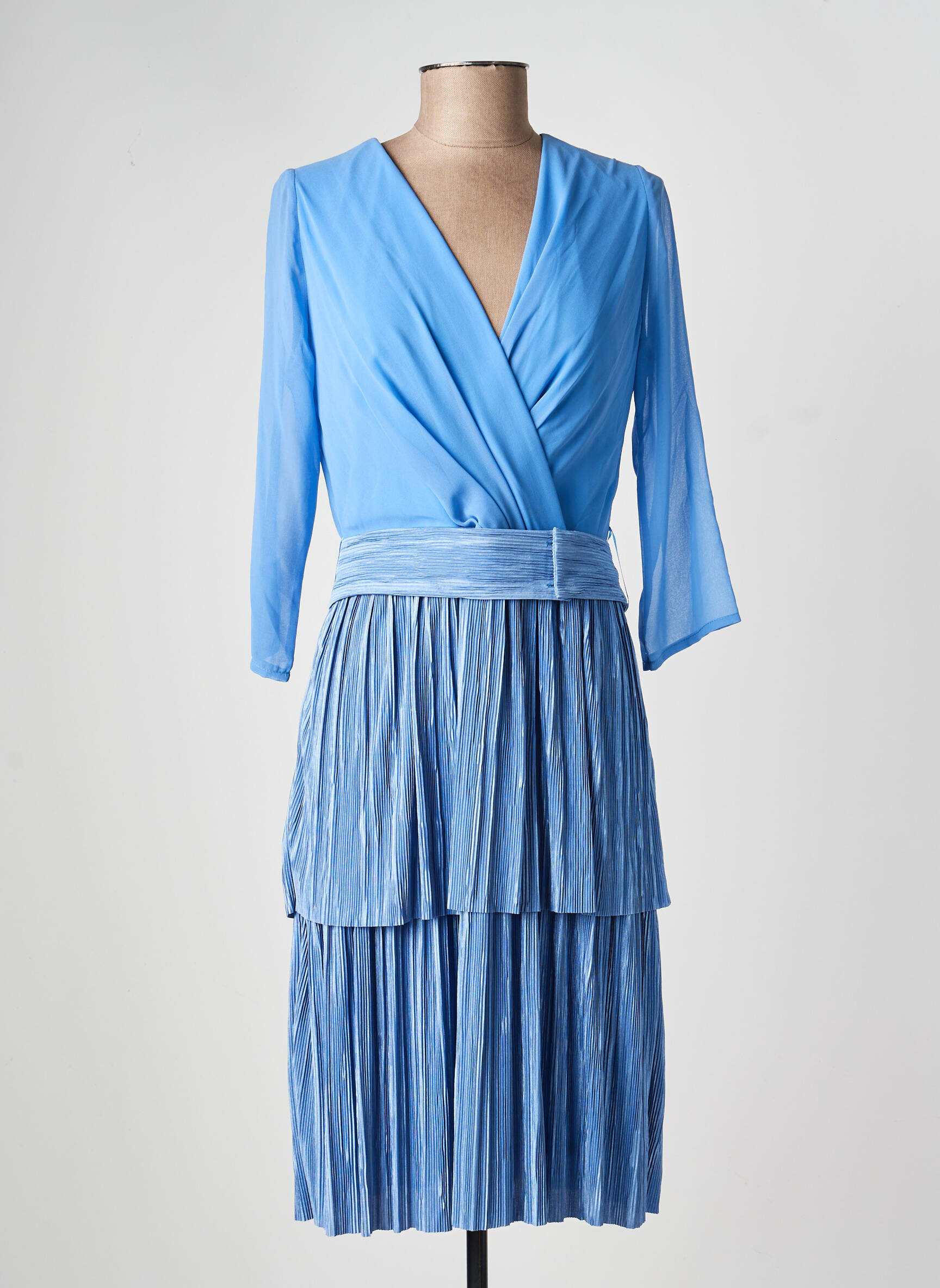 Rochie midi țesătură crep mâneci lungi albastru BARILOCHE femeie