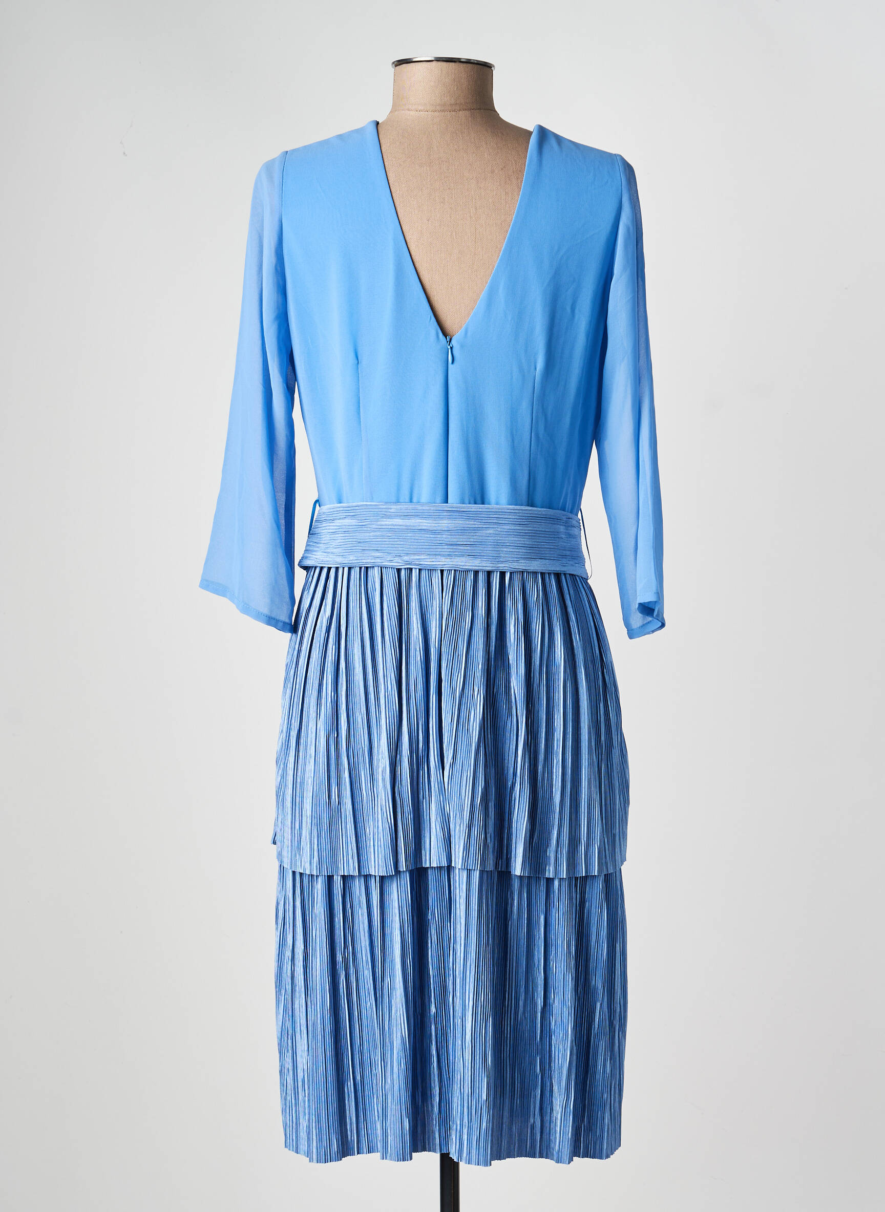 Rochie midi țesătură crep mâneci lungi albastru BARILOCHE femeie