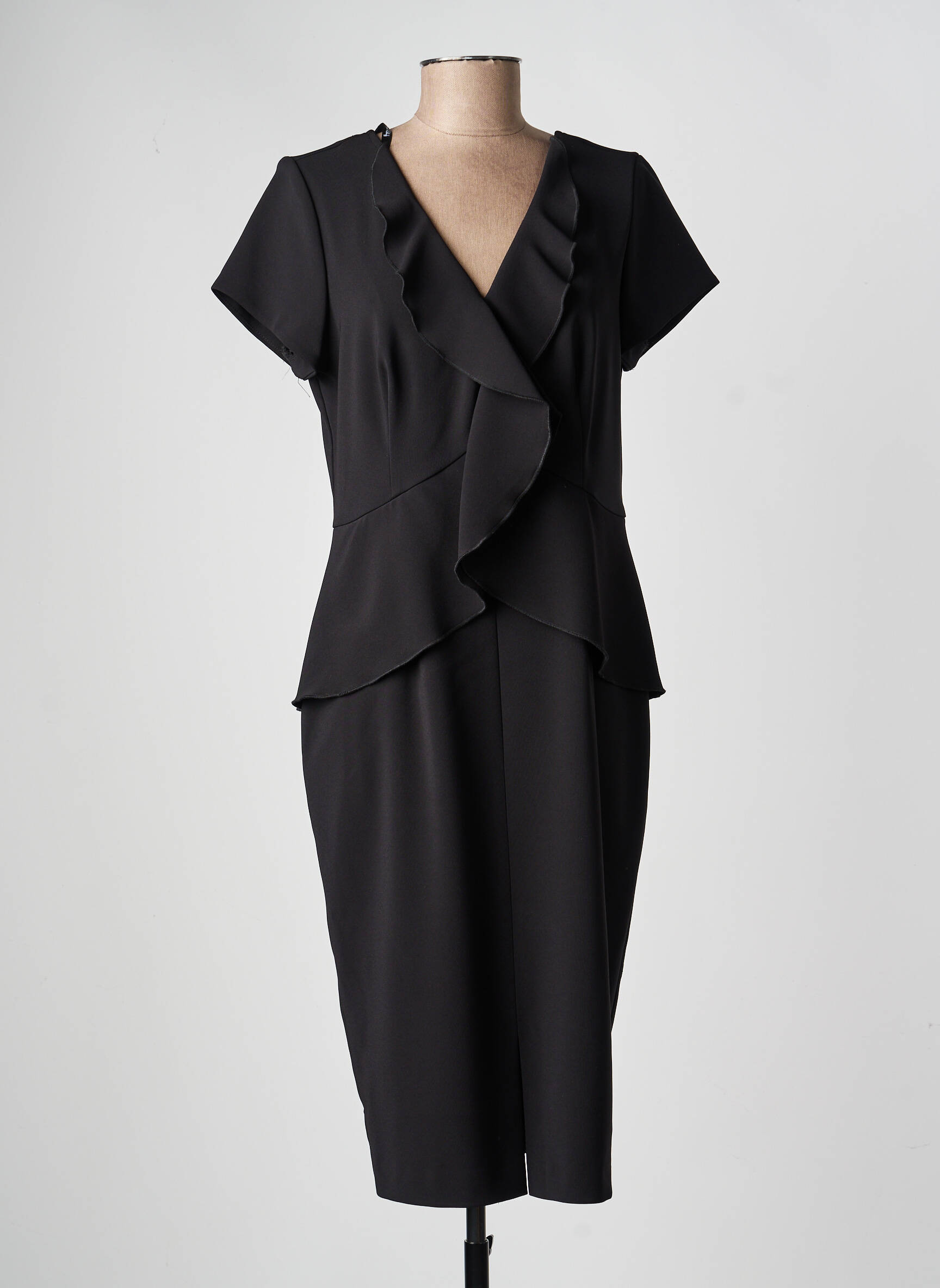 Rochie midi țesătură crep mâneci scurte negru JOSEPH RIBKOFF femeie