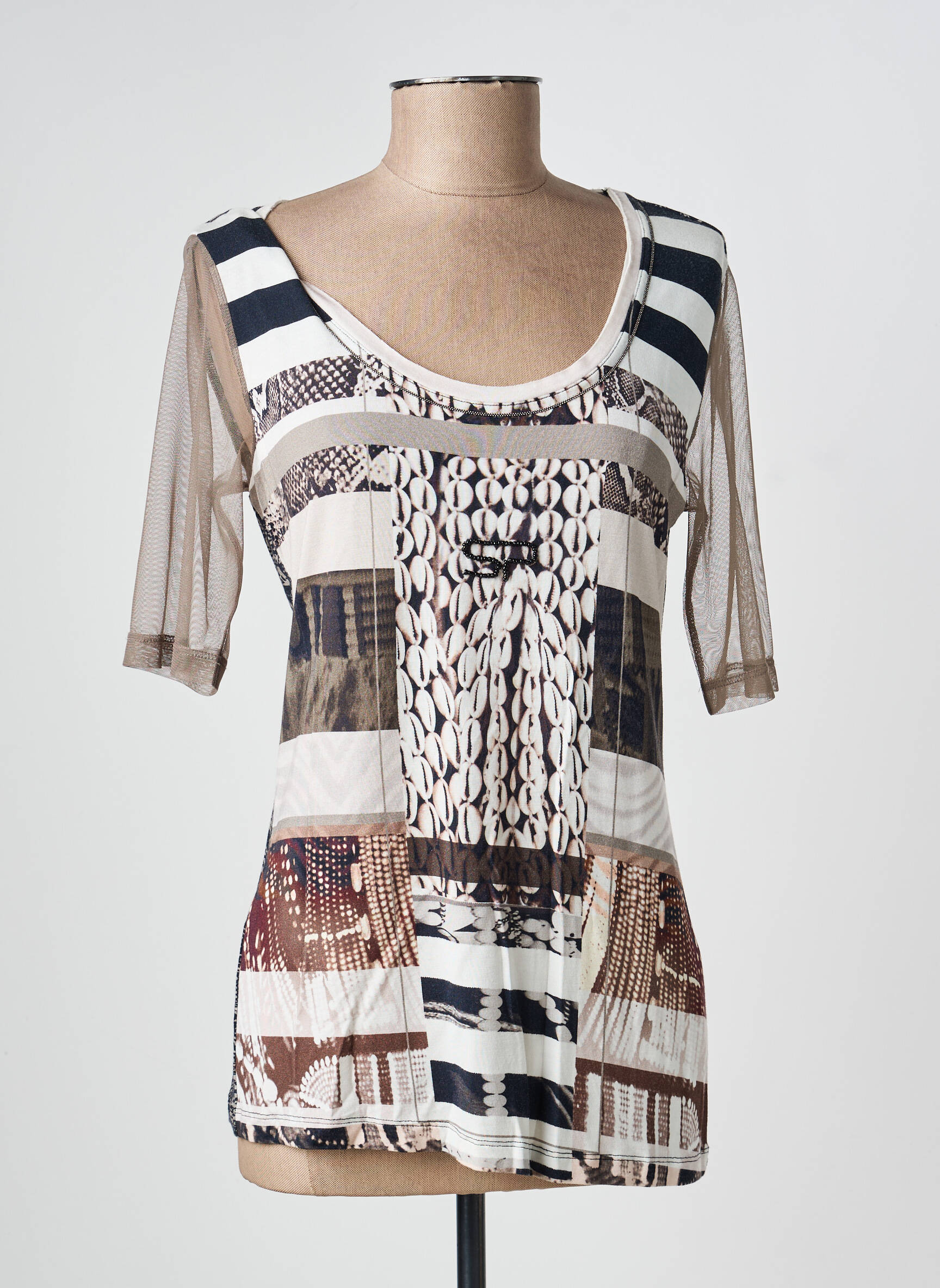 Top elasticitate mâneci scurte maro SPORTALM femeie