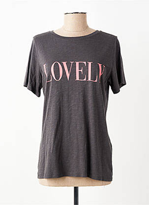 Tricou serigrafie mâneci scurte gri JUVIA femeie