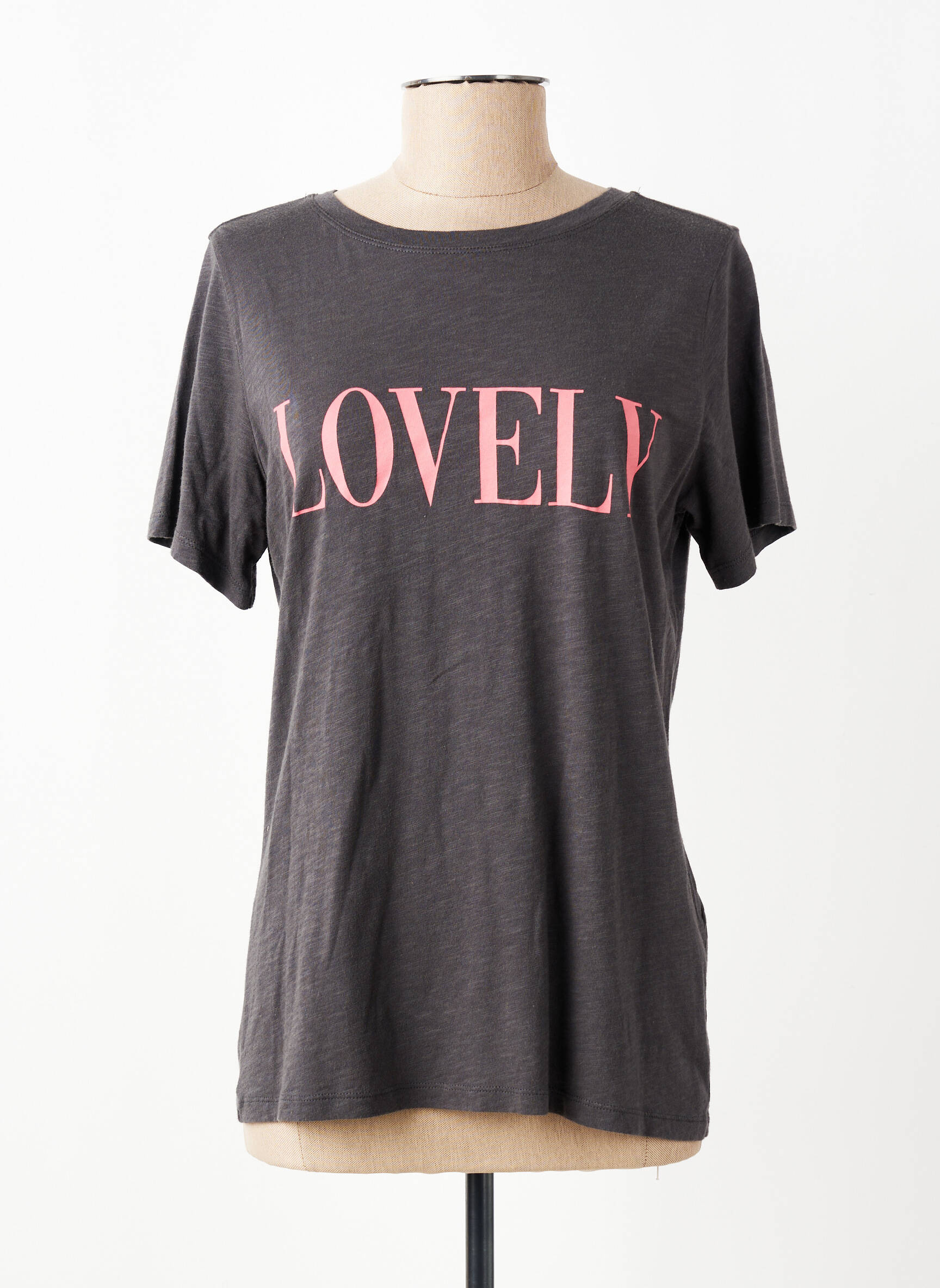 Tricou serigrafie mâneci scurte gri JUVIA femeie