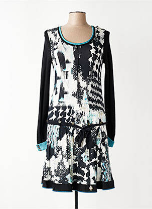 Rochie midi imprimeu fantezie mâneci lungi negru TRICOT CHIC femeie