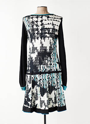 Rochie midi imprimeu fantezie mâneci lungi negru TRICOT CHIC femeie