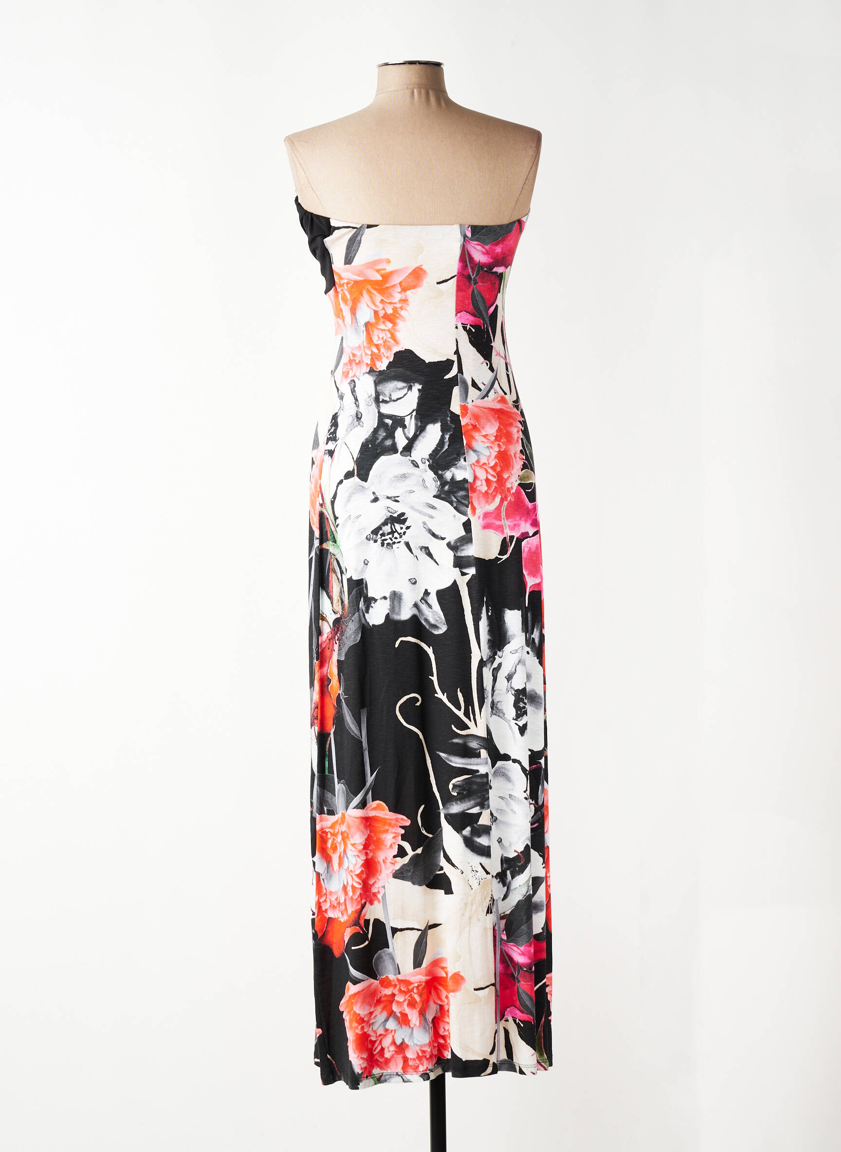 Rochie lungă imprimeu floral fără mâneci negru EROKE femeie