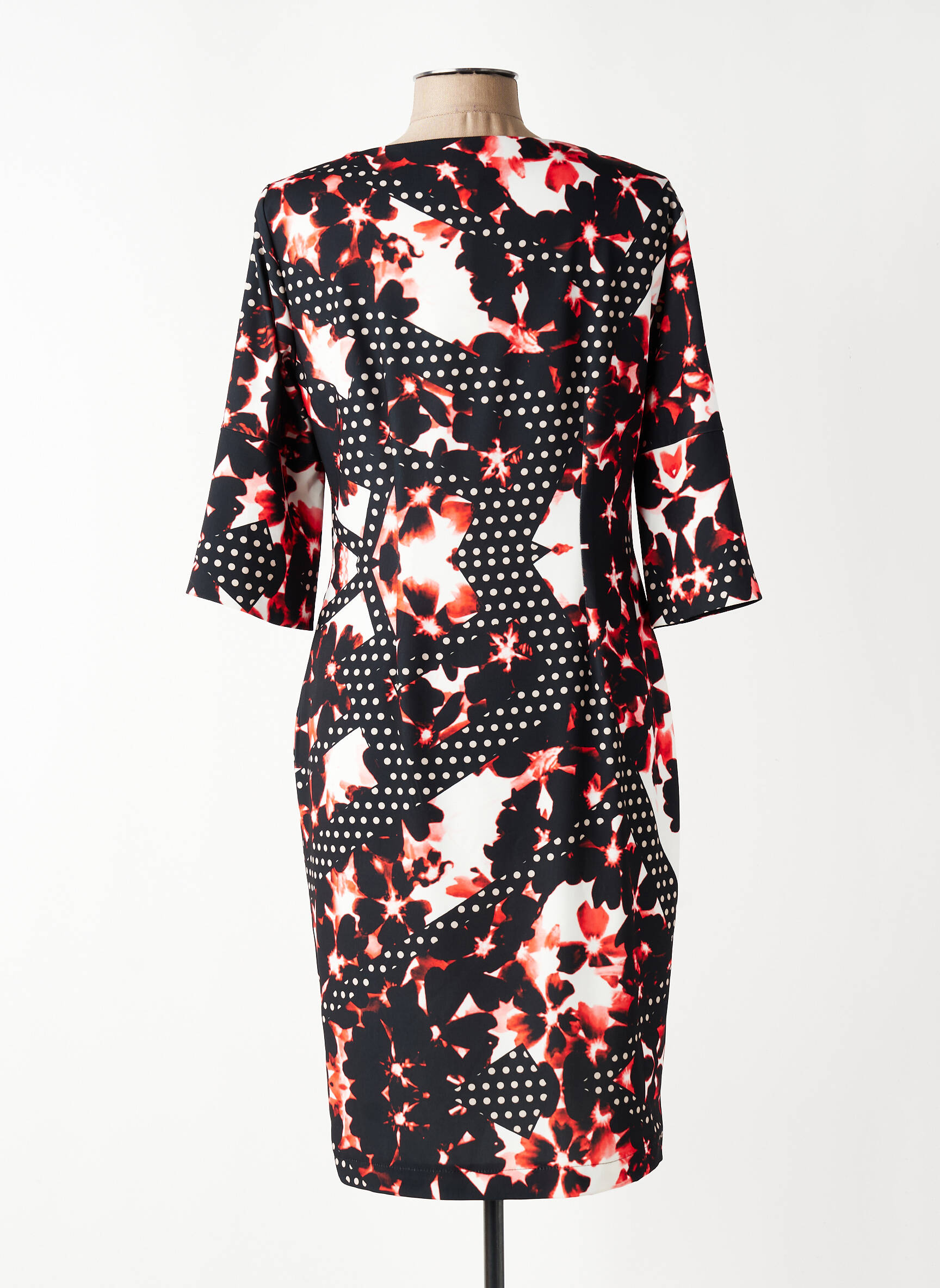 Rochie midi imprimeu floral mâneci 3/4 negru EROKE femeie