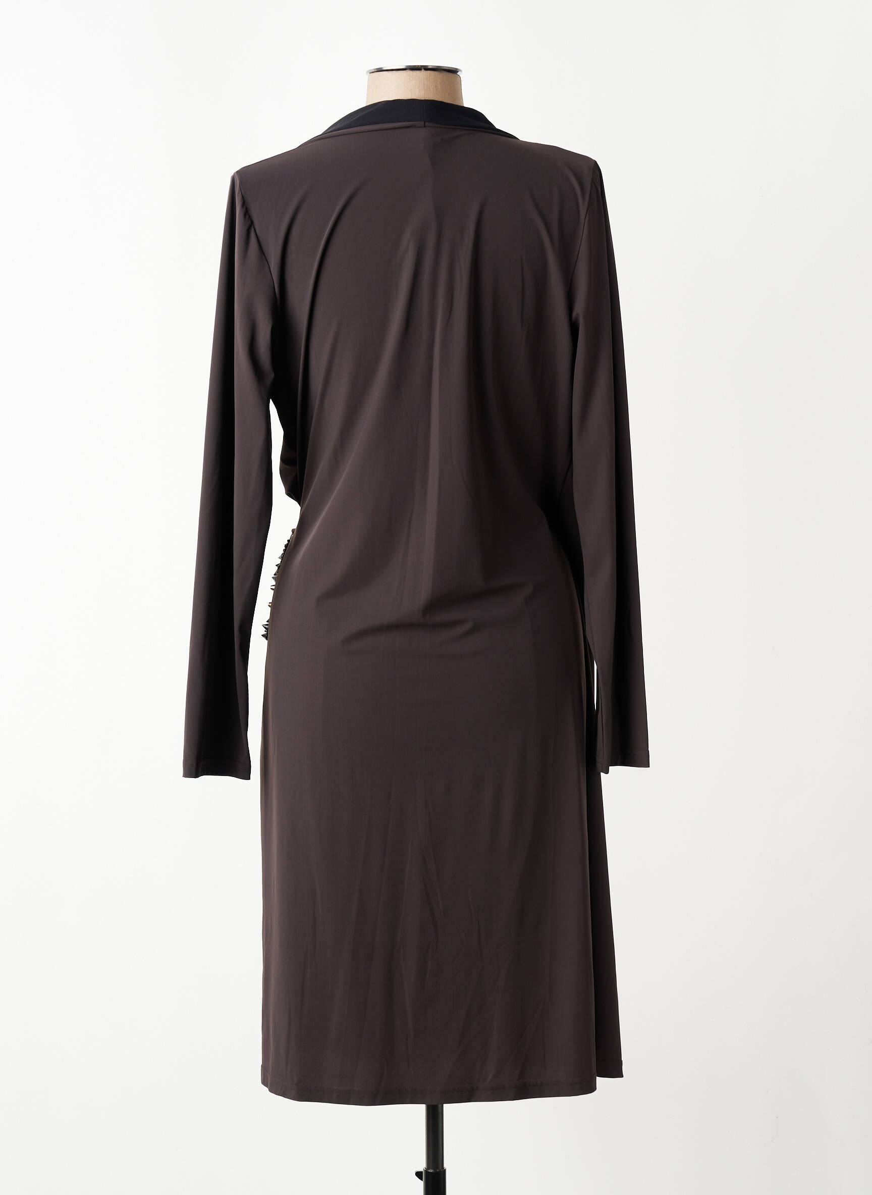 Rochie midi mâneci lungi mâneci lungi maro TRICOT CHIC femeie