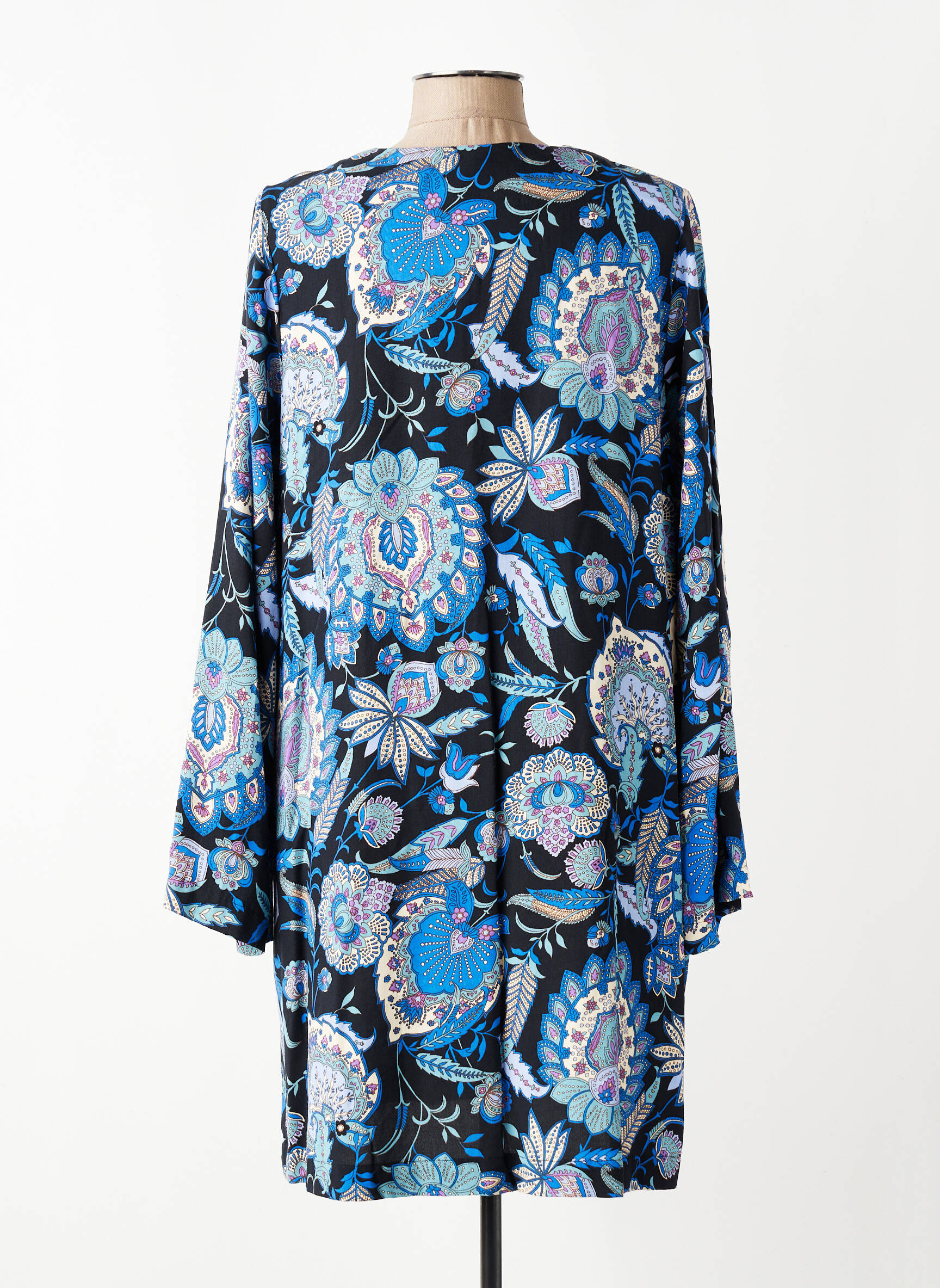 Rochie midi imprimeu floral mâneci lungi albastru LA FEE MARABOUTEE femeie