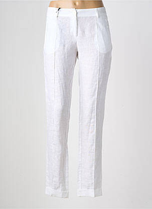 Pantalon drept închidere cu fermoar sub clapetă cu nasturi mărime normală alb TRICOT CHIC femeie