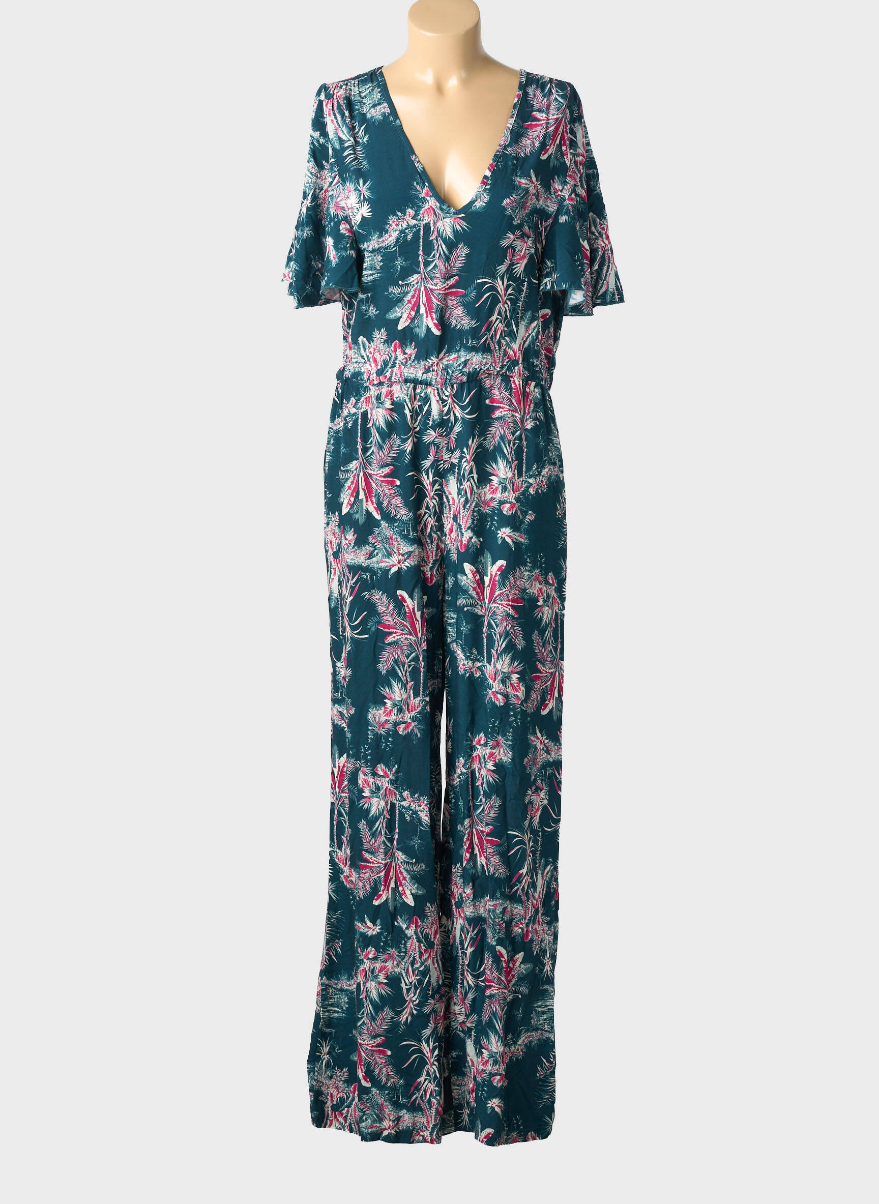 Salopetă-pantalon mâneci scurte mâneci scurte verde LA FEE MARABOUTEE femeie
