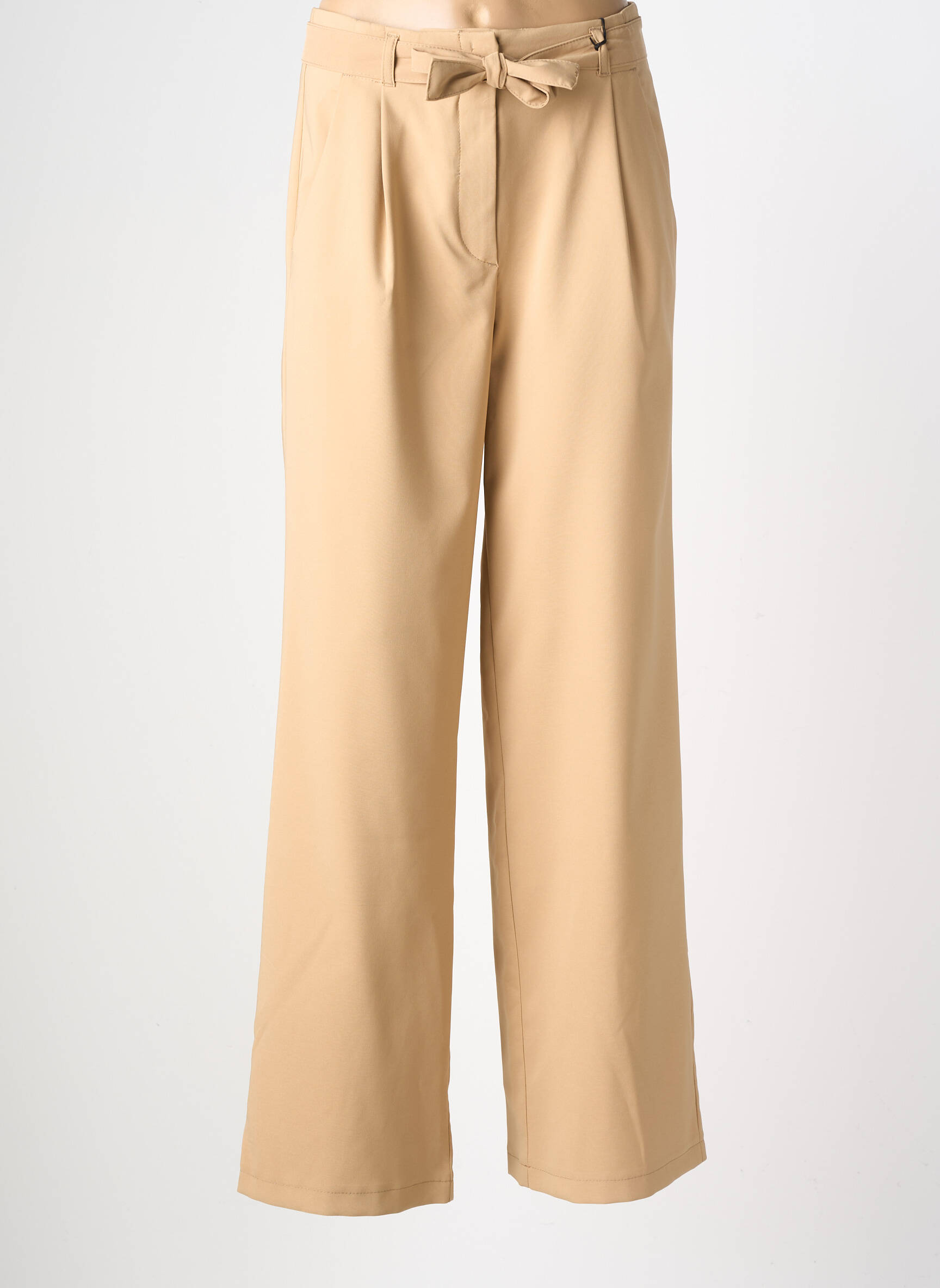 Pantalon larg țesătură poplin mărime normală bej BETTY BARCLAY femeie