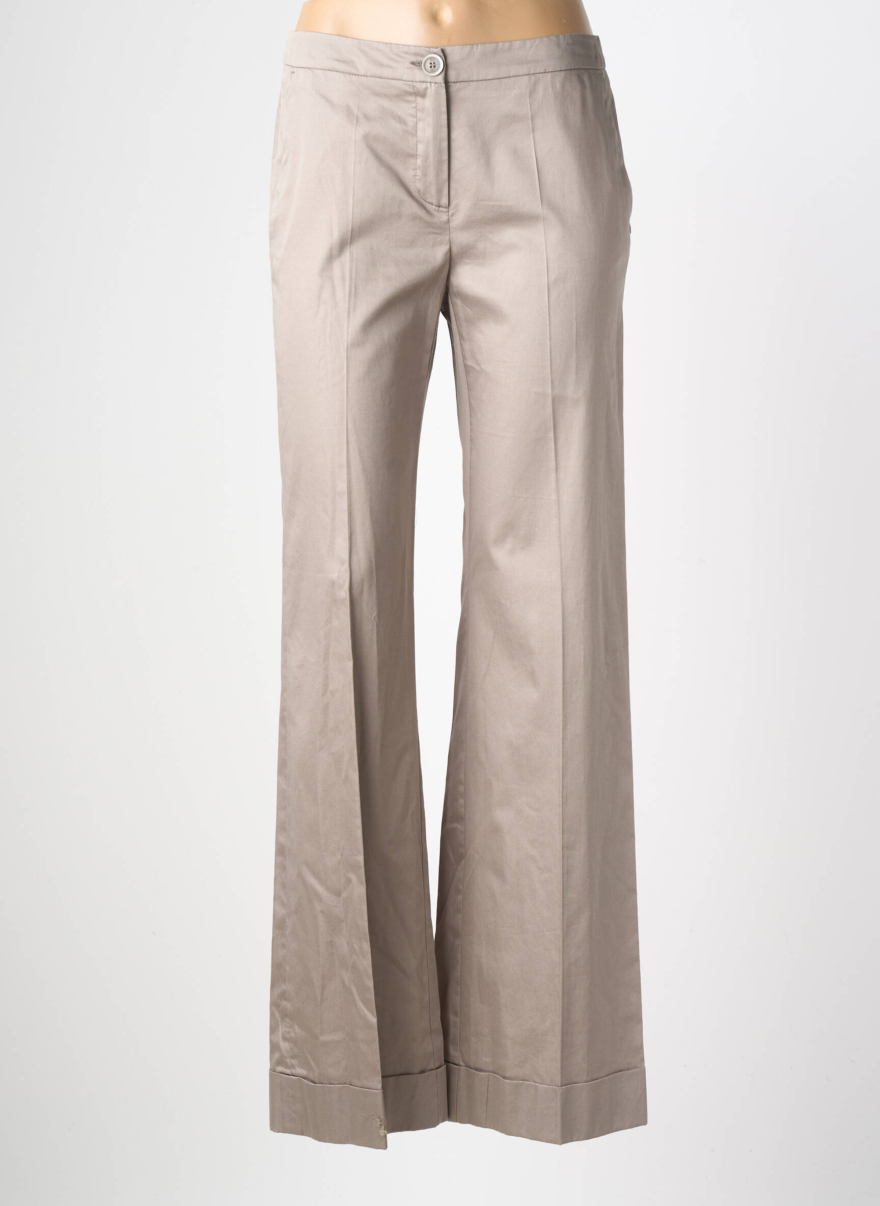 Pantalon drept țesătură poplin mărime normală gri PENNYBLACK femeie