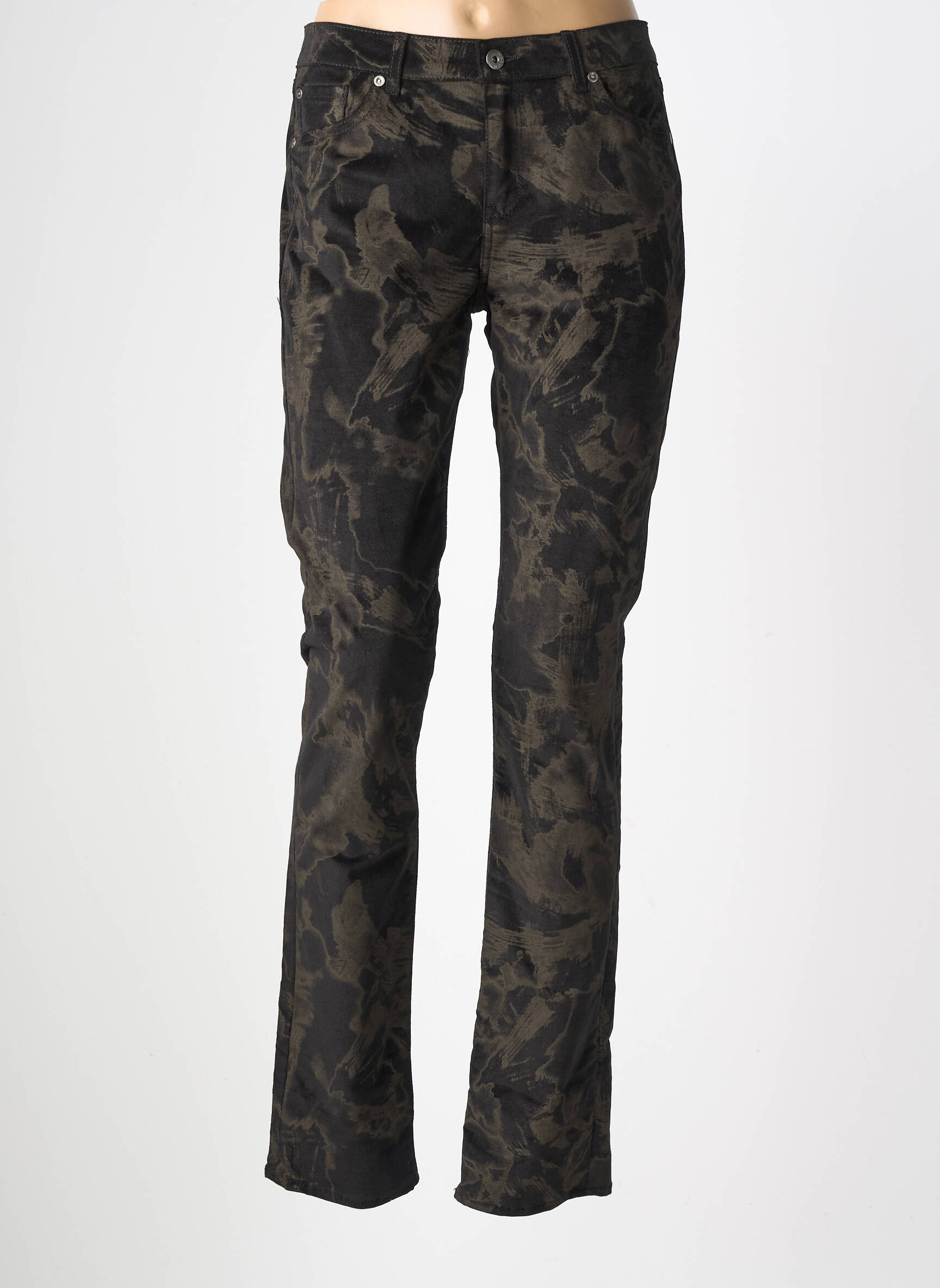 Pantalon slim elasticitate mărime normală negru RENHSEN femeie