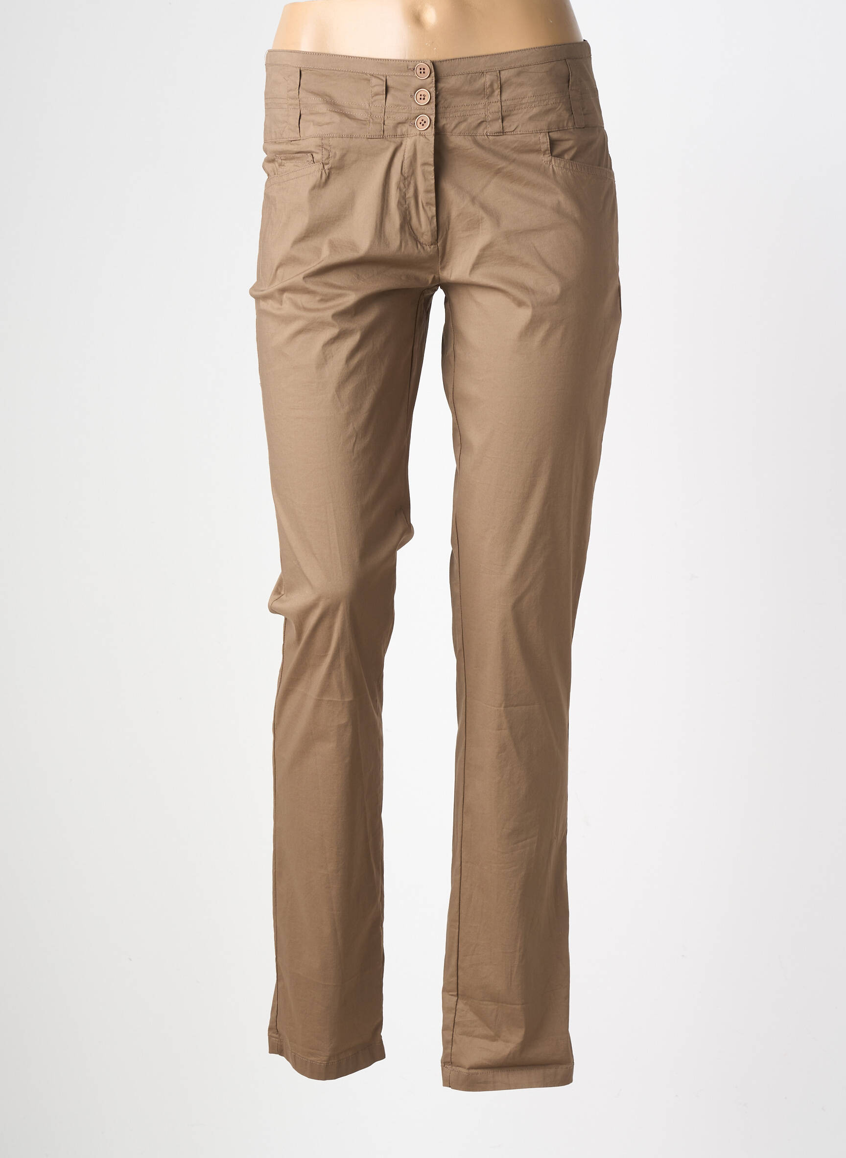Pantalon slim țesătură poplin mărime normală verde AVENTURES DES TOILES femeie