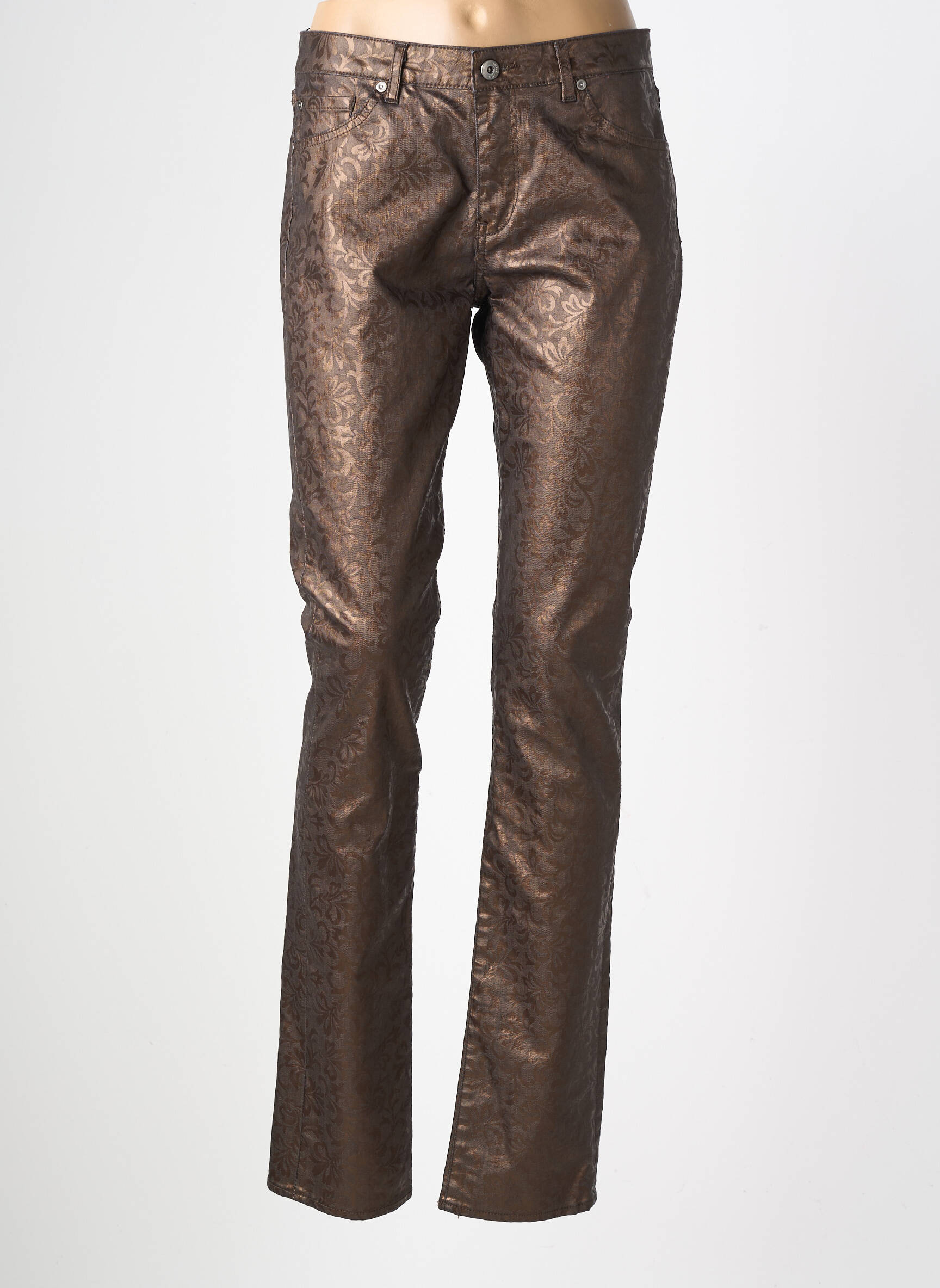 Pantalon slim talie joasă talie joasă maro RENHSEN femeie