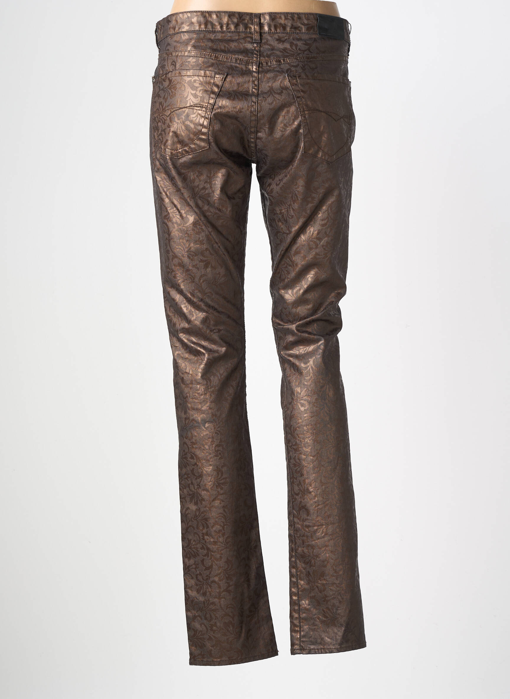 Pantalon slim talie joasă talie joasă maro RENHSEN femeie