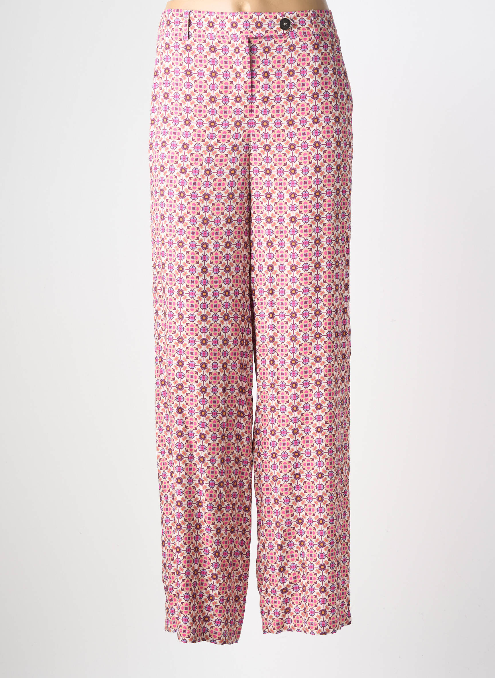 Pantalon drept țesătură poplin mărime normală roz NATHALIE CHAIZE femeie
