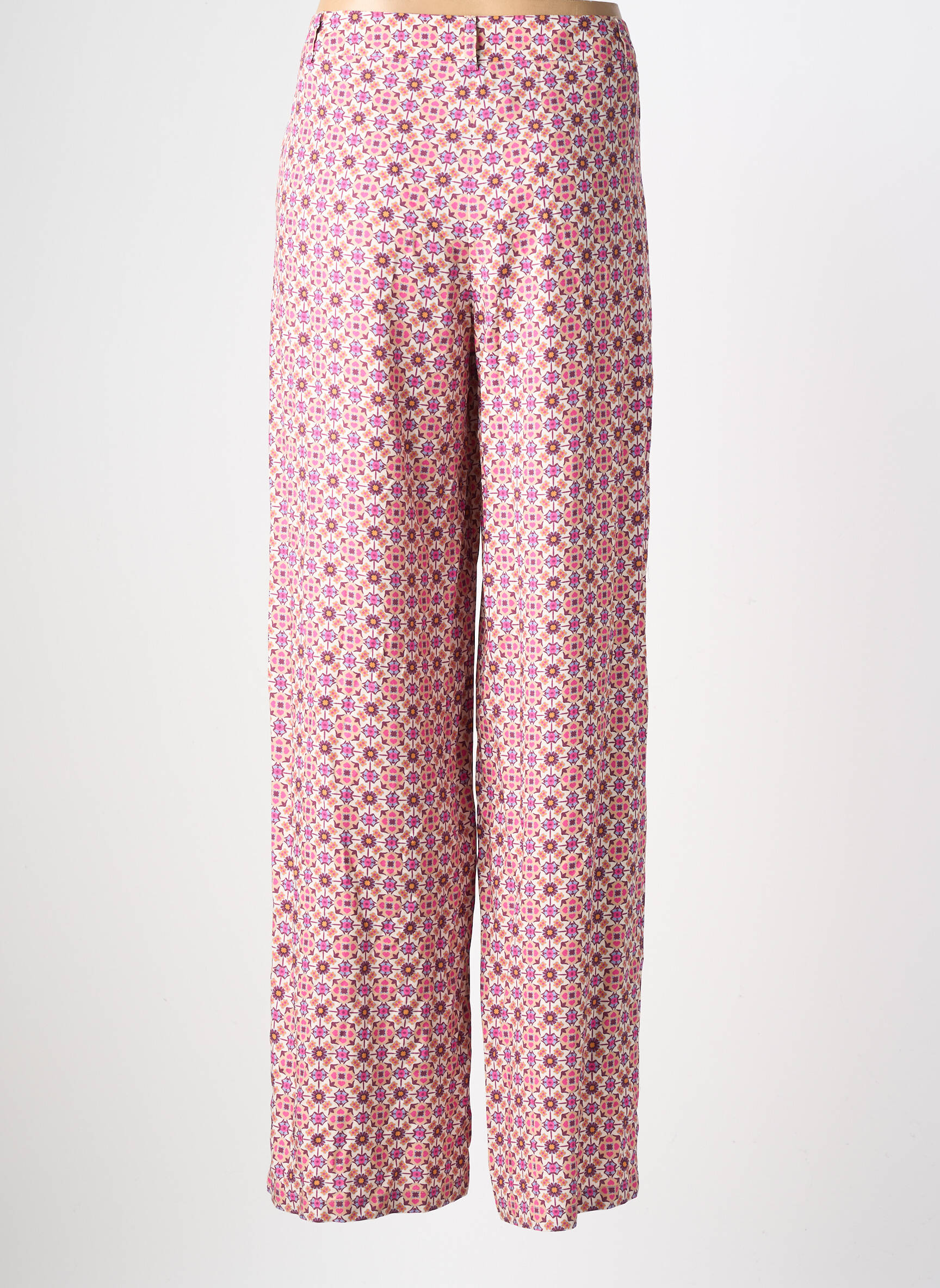 Pantalon drept țesătură poplin mărime normală roz NATHALIE CHAIZE femeie