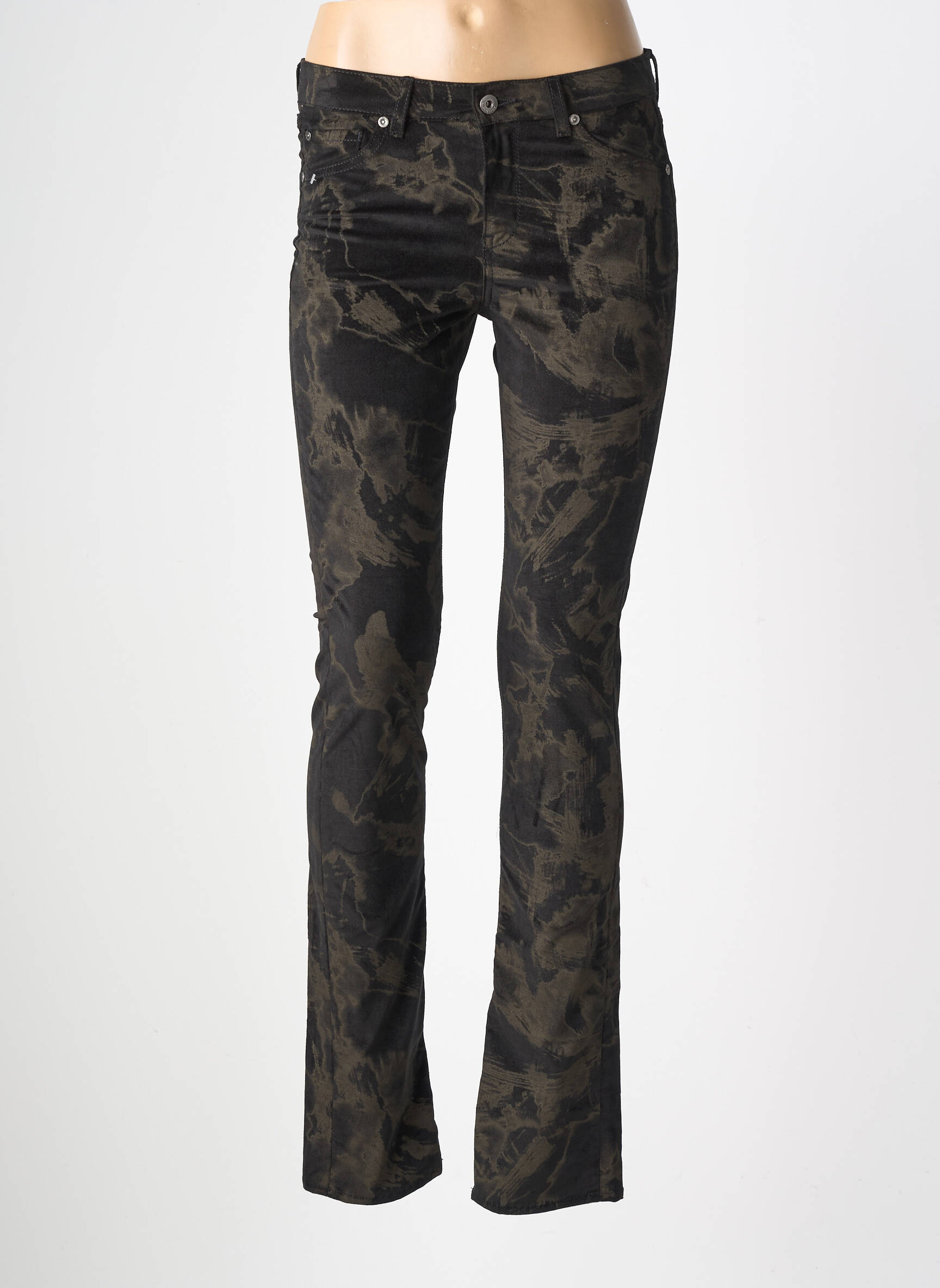 Pantalon slim talie joasă talie joasă negru RENHSEN femeie