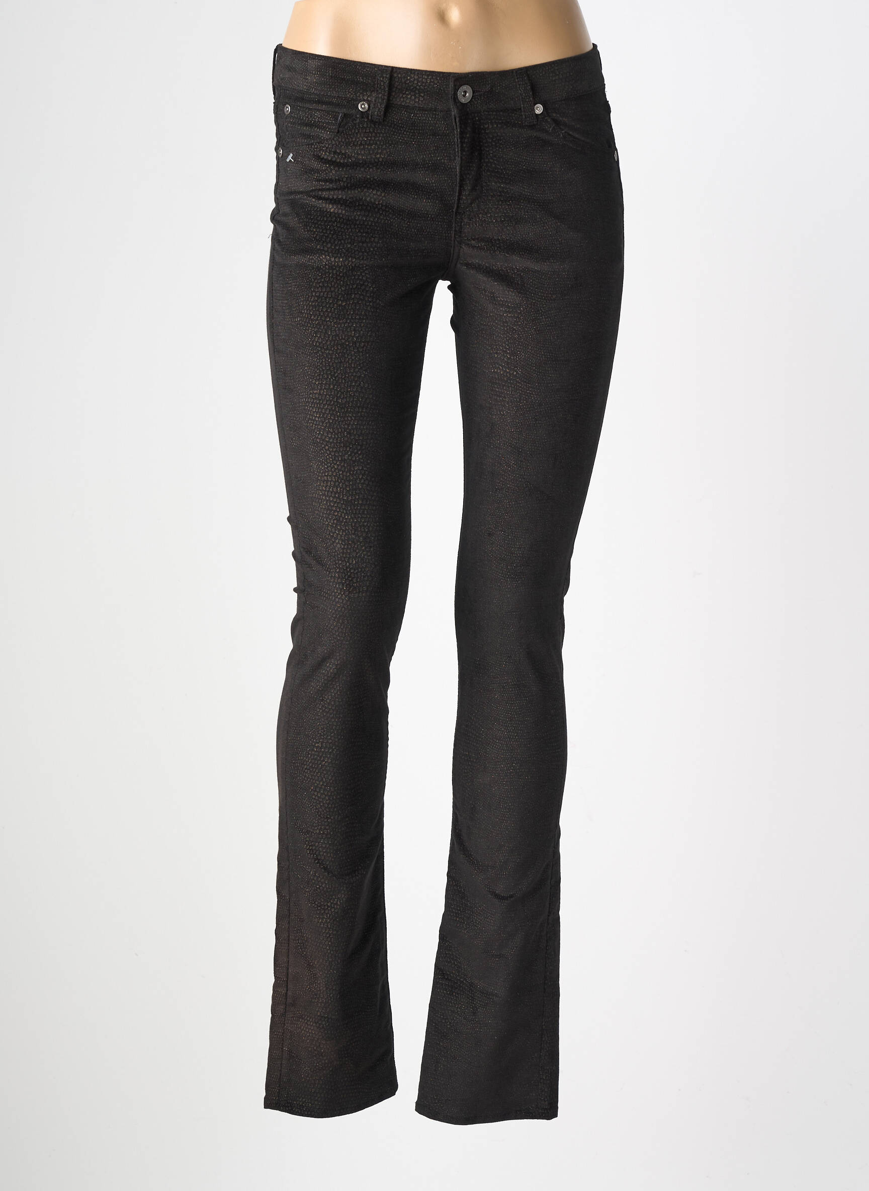 Pantalon slim talie joasă talie joasă negru RENHSEN femeie