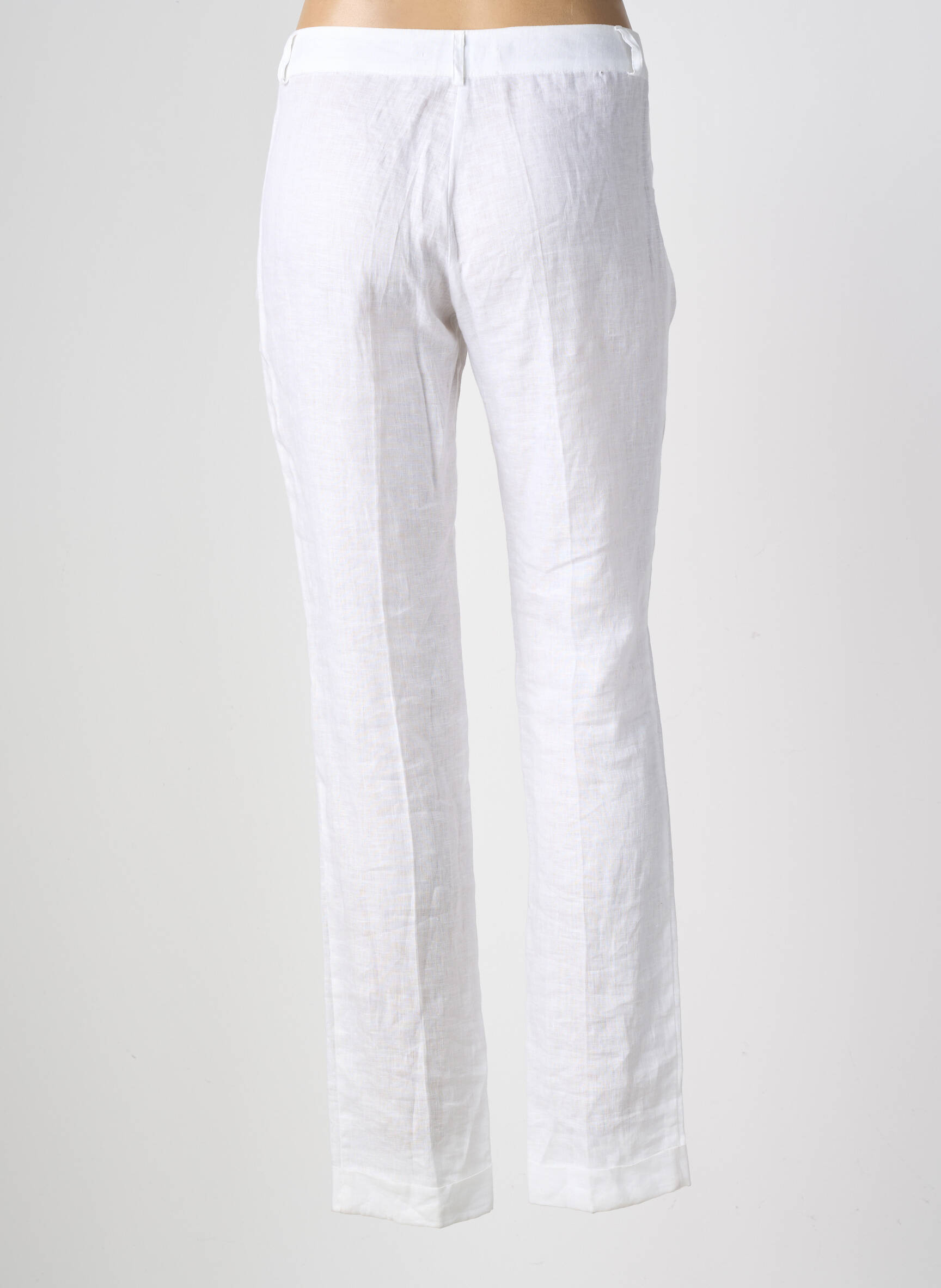 Pantalon drept închidere cu fermoar sub clapetă cu nasturi mărime normală alb TRICOT CHIC femeie