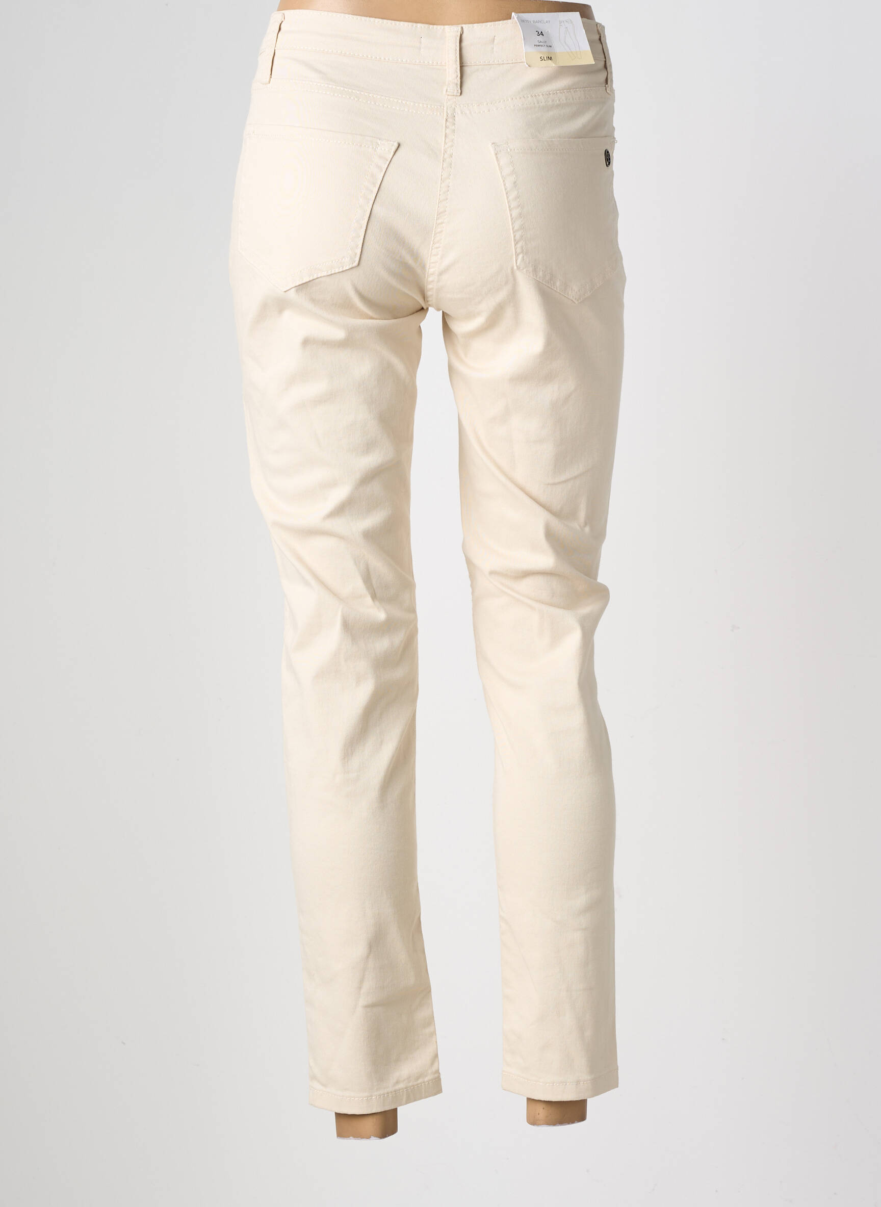 Pantalon slim țesătură poplin mărime normală bej BETTY BARCLAY femeie