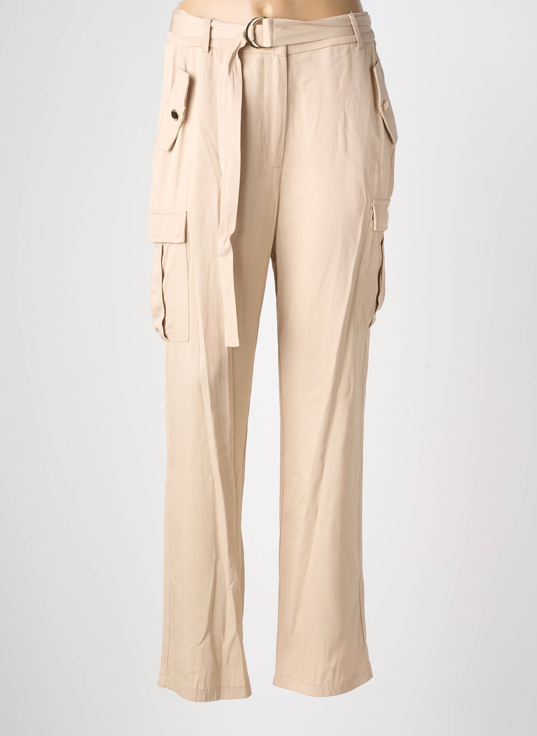 Pantalon drept țesătură poplin mărime normală bej GAUDI femeie