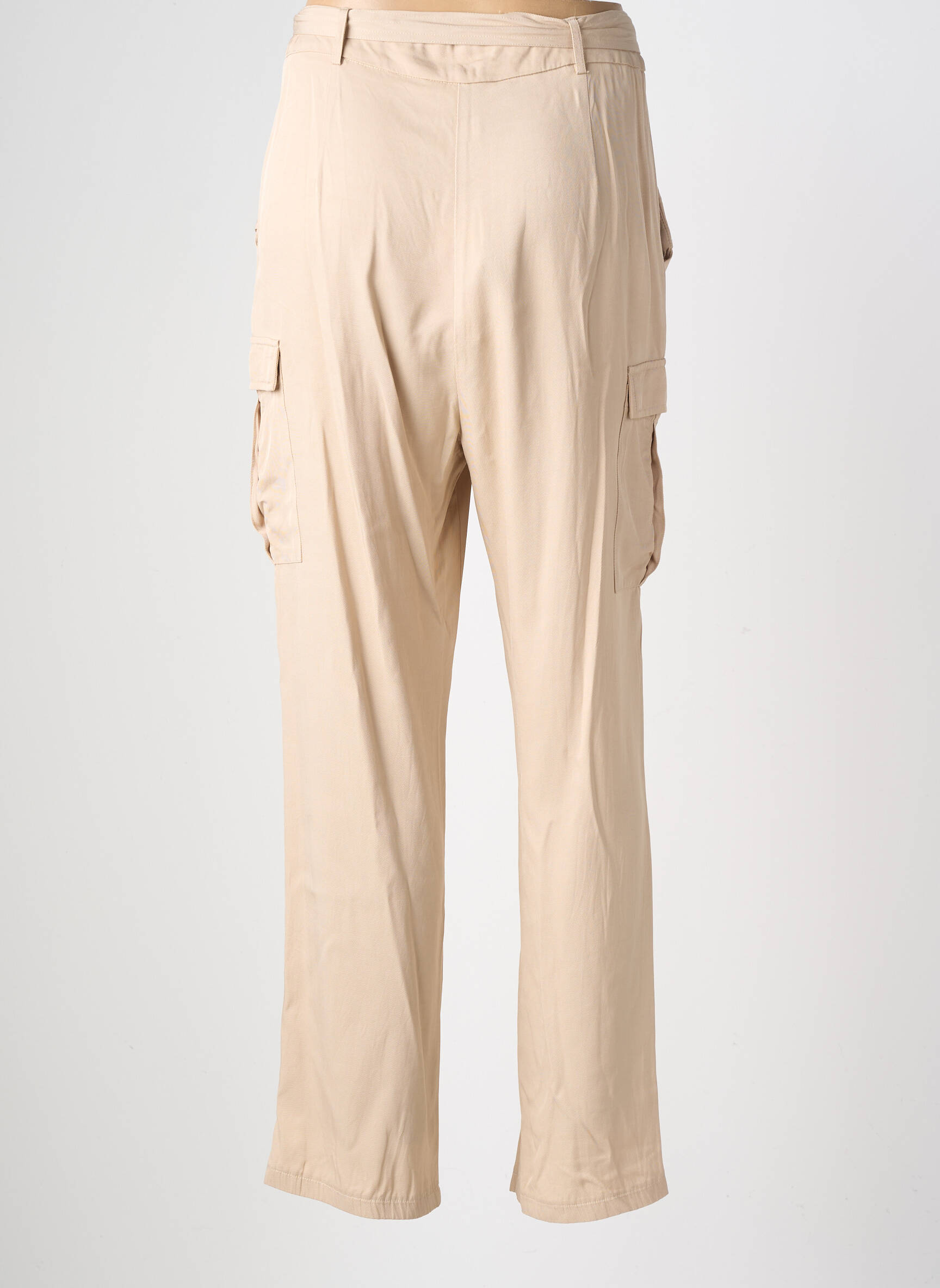 Pantalon drept țesătură poplin mărime normală bej GAUDI femeie