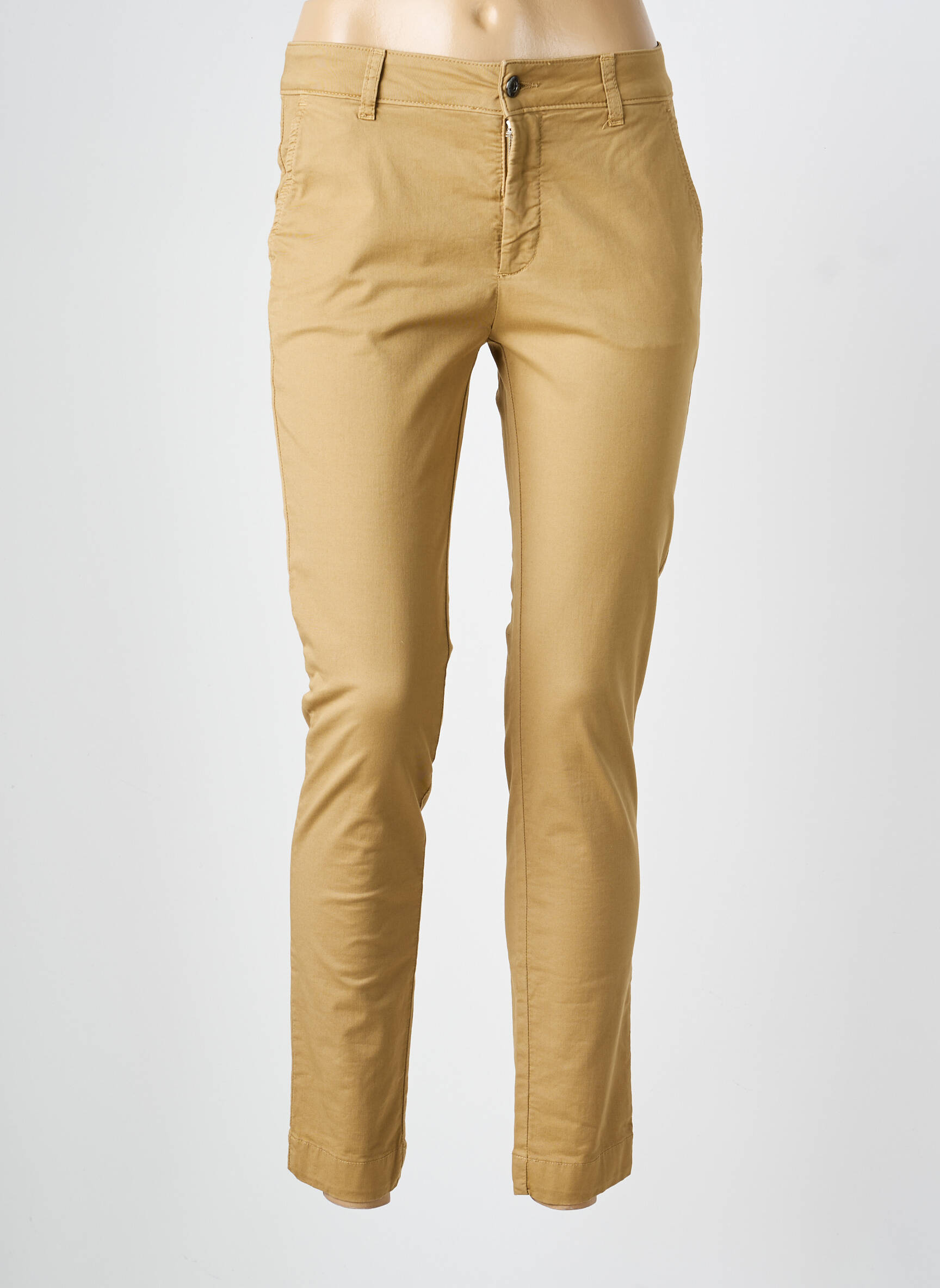Pantalon chino țesătură poplin mărime normală bej LAUREN VIDAL femeie