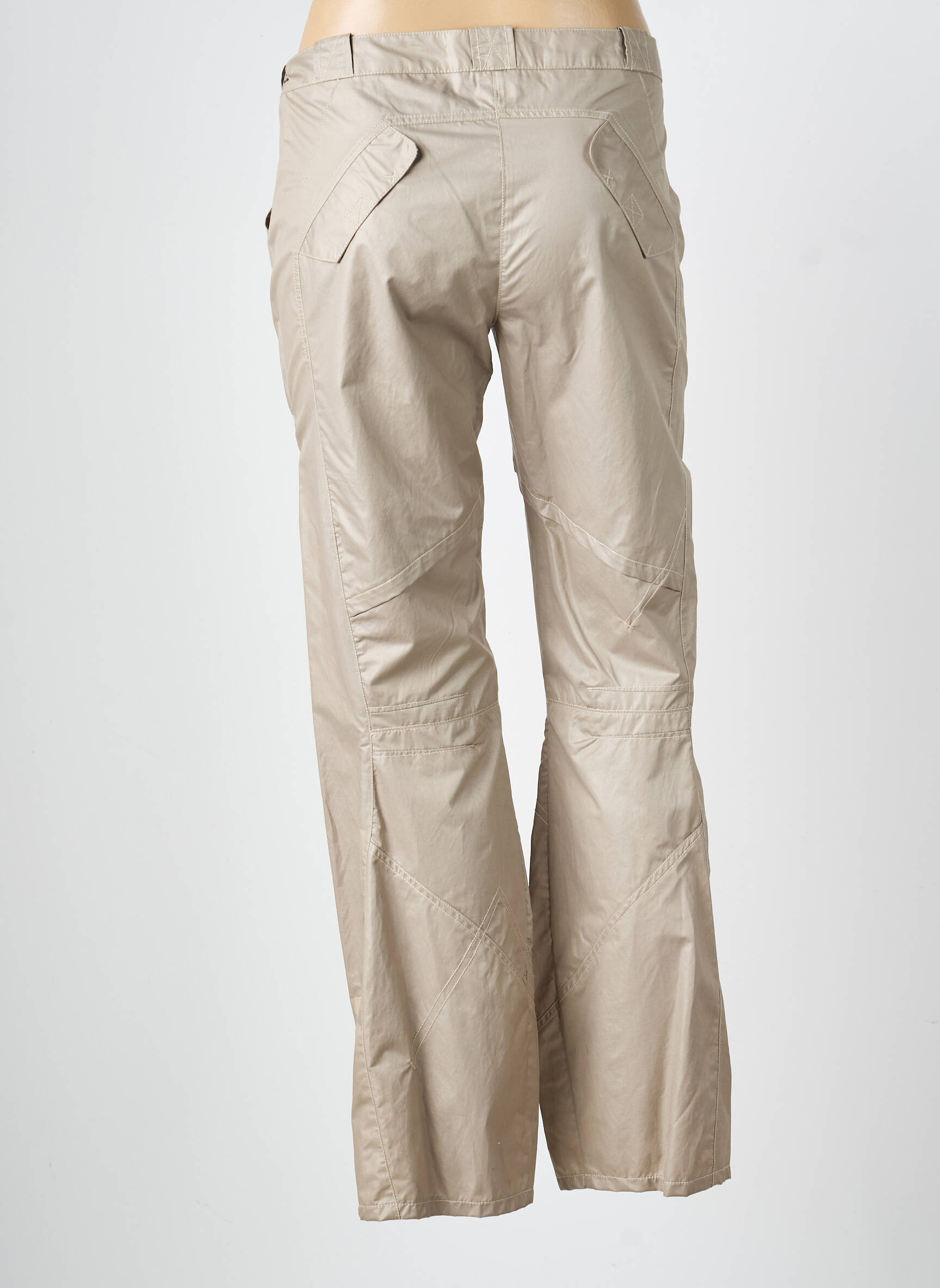 Pantalon drept țesătură poplin mărime normală bej INDIES femeie