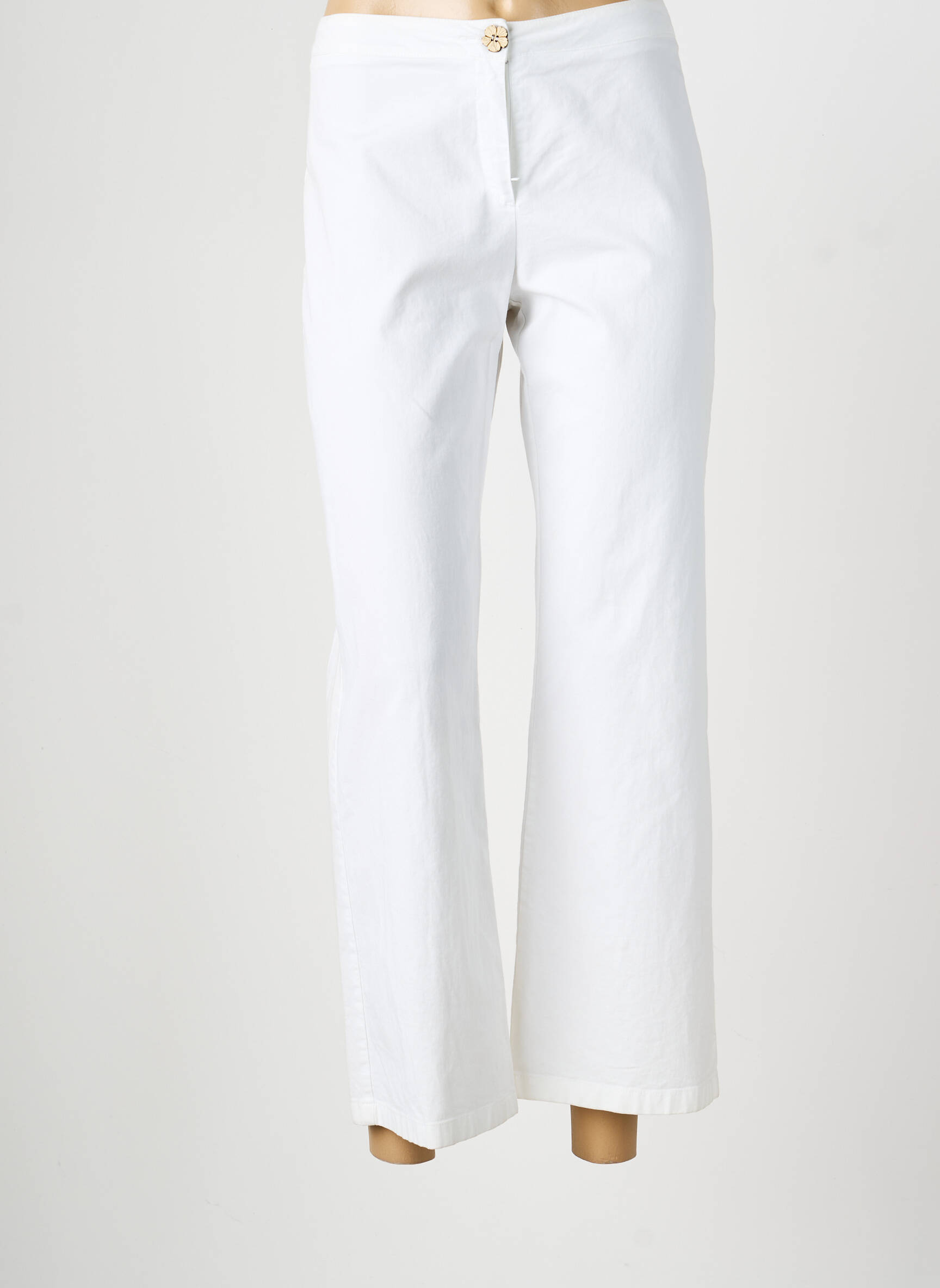 Pantalon 7/8 talie elastică mărime normală alb INDIES femeie