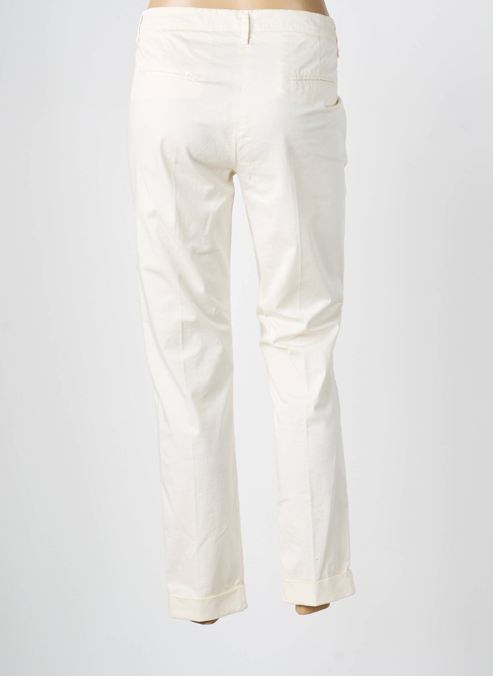 Pantalon chino țesătură poplin mărime normală bej MANILA GRACE femeie