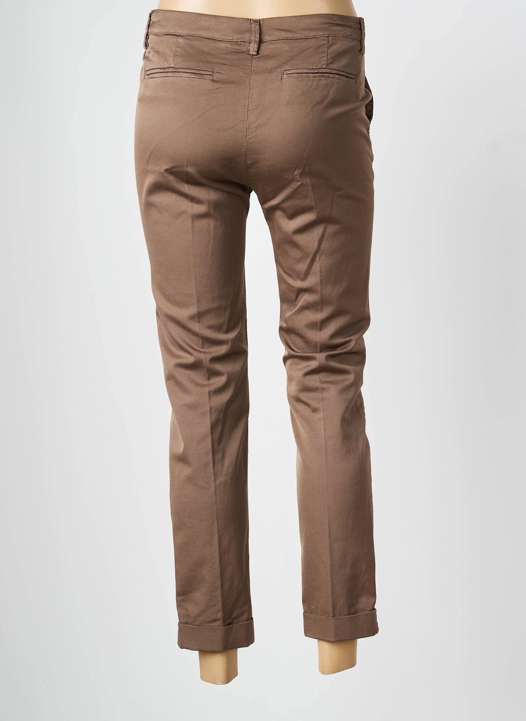Pantalon chino țesătură poplin mărime normală maro MANILA GRACE femeie