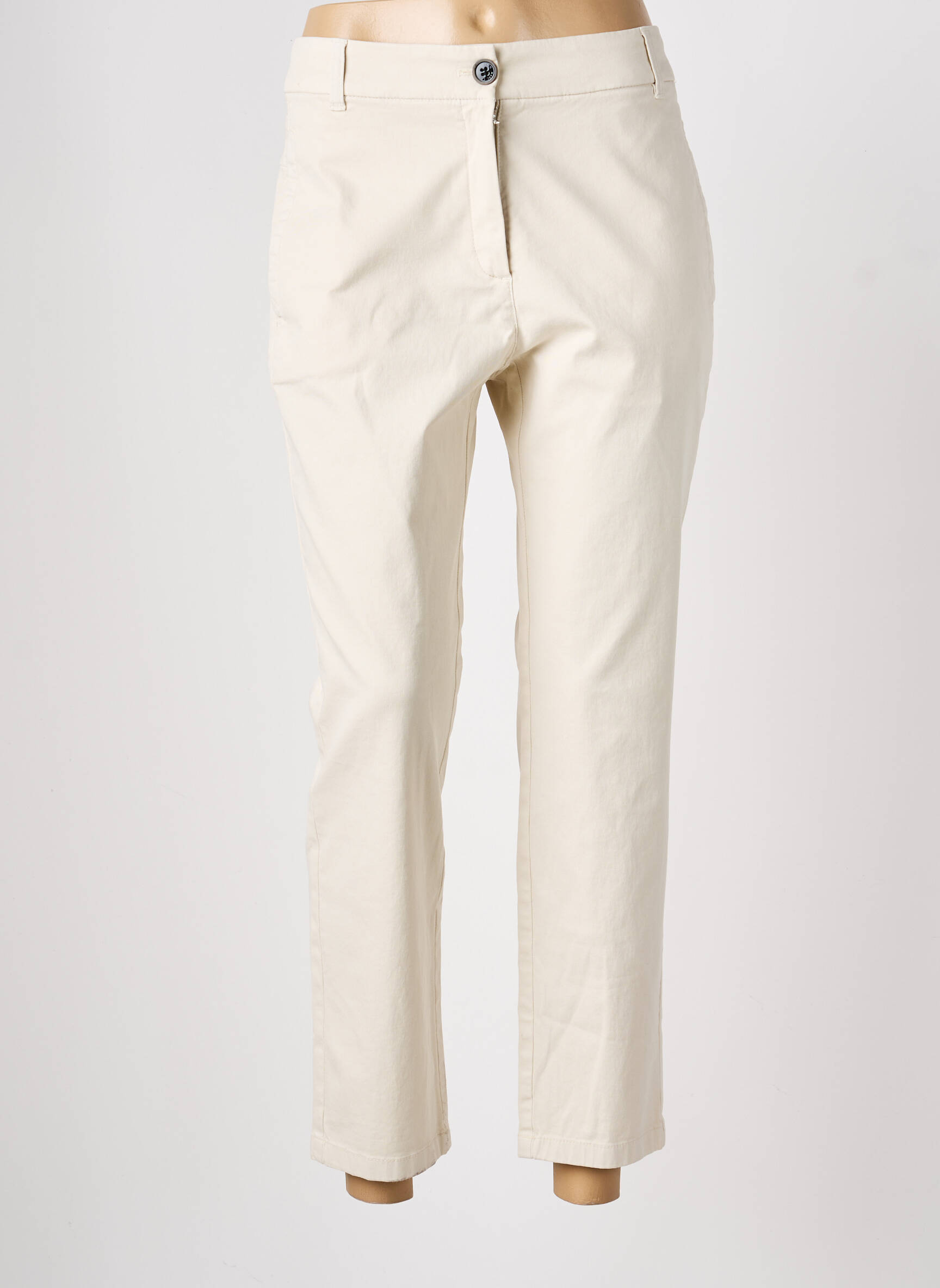 Pantalon chino țesătură poplin mărime normală bej MARC CAIN femeie