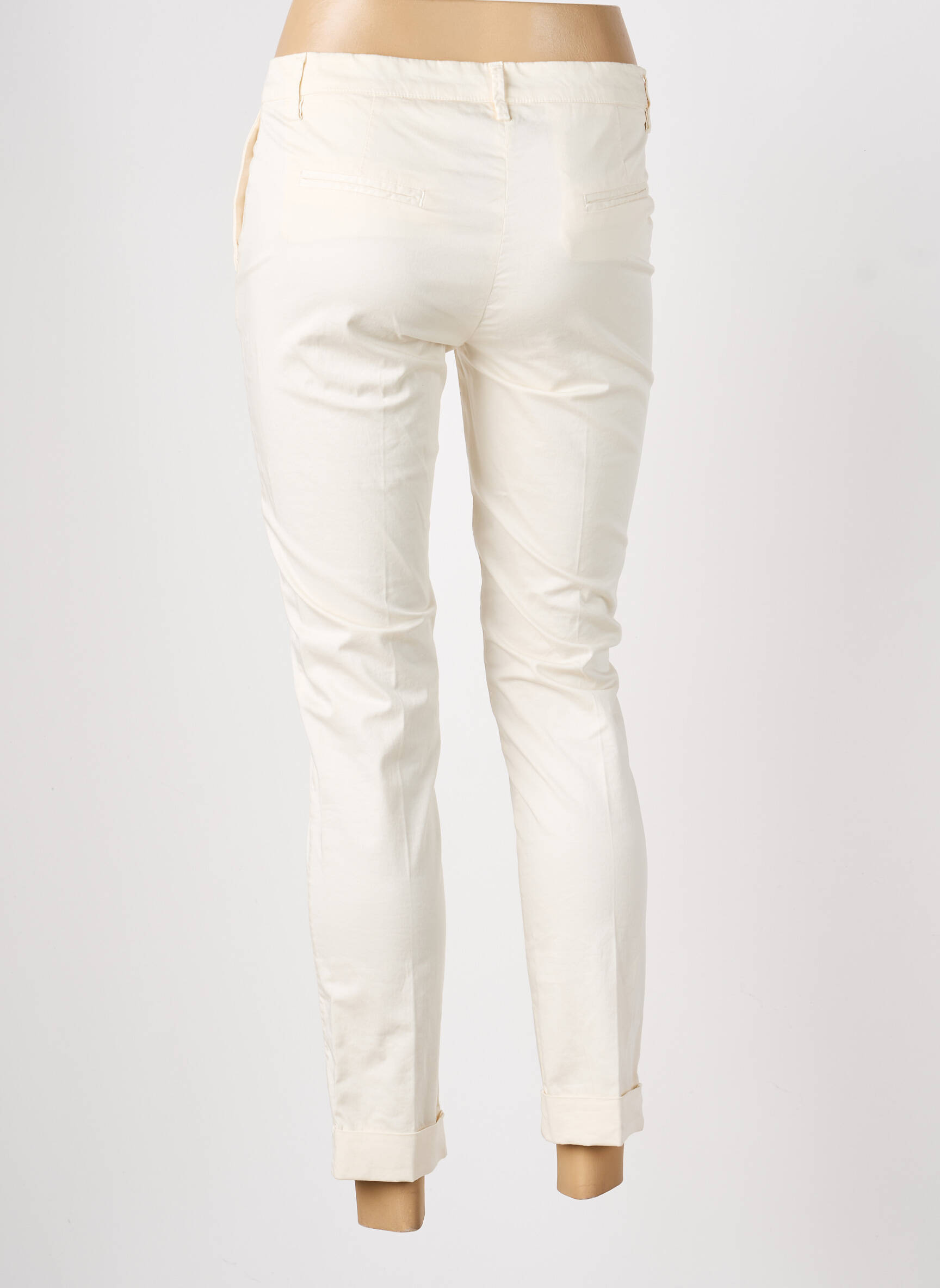 Pantalon chino țesătură poplin mărime normală bej MANILA GRACE femeie