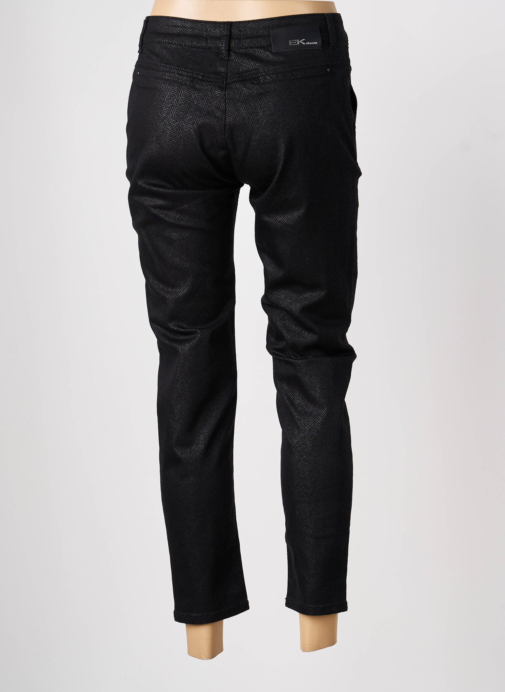 Pantalon 7/8 talie cu cleme mărime normală negru EVA KAYAN femeie