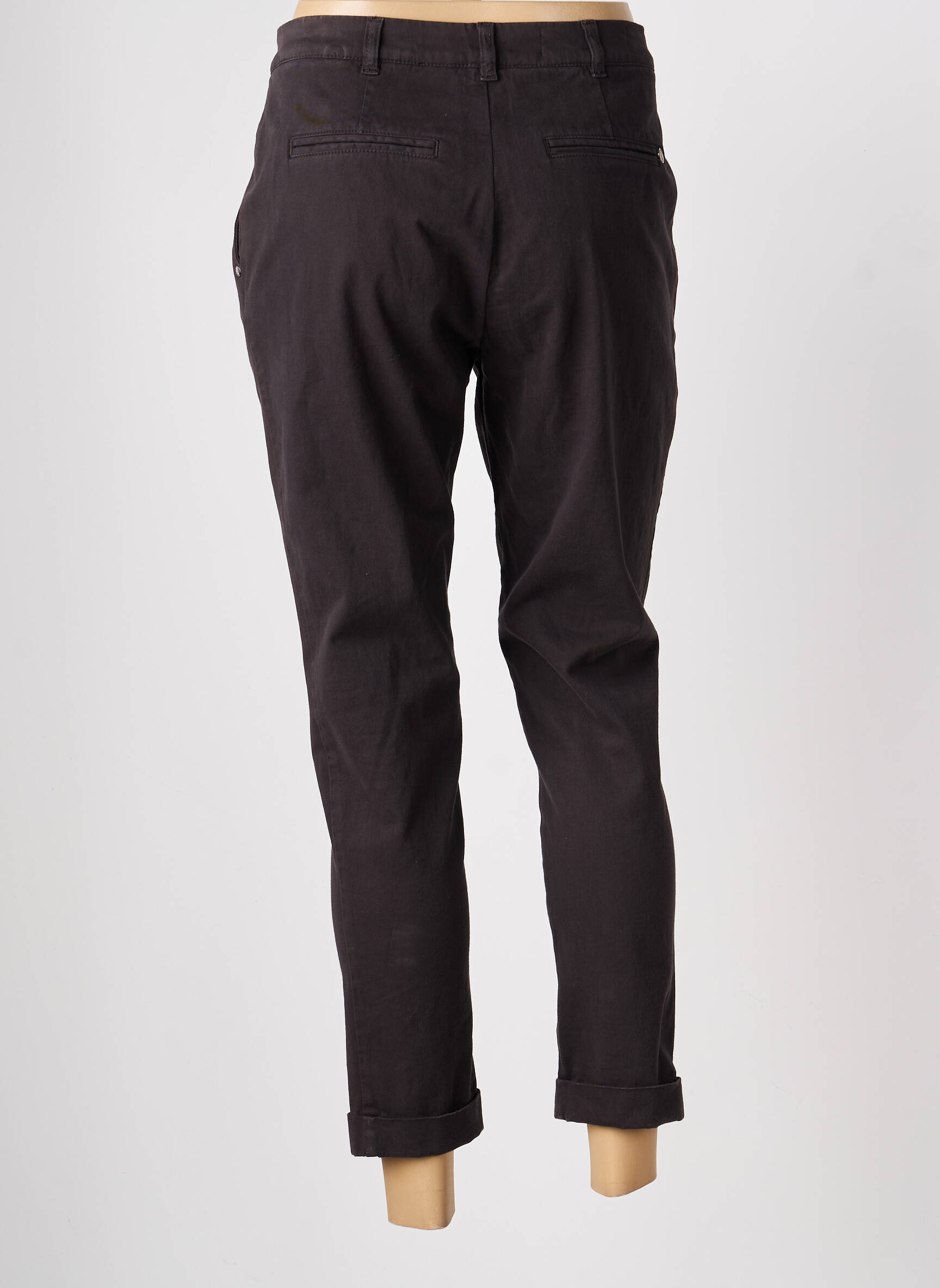Pantalon chino țesătură poplin mărime normală maro MANILA GRACE femeie