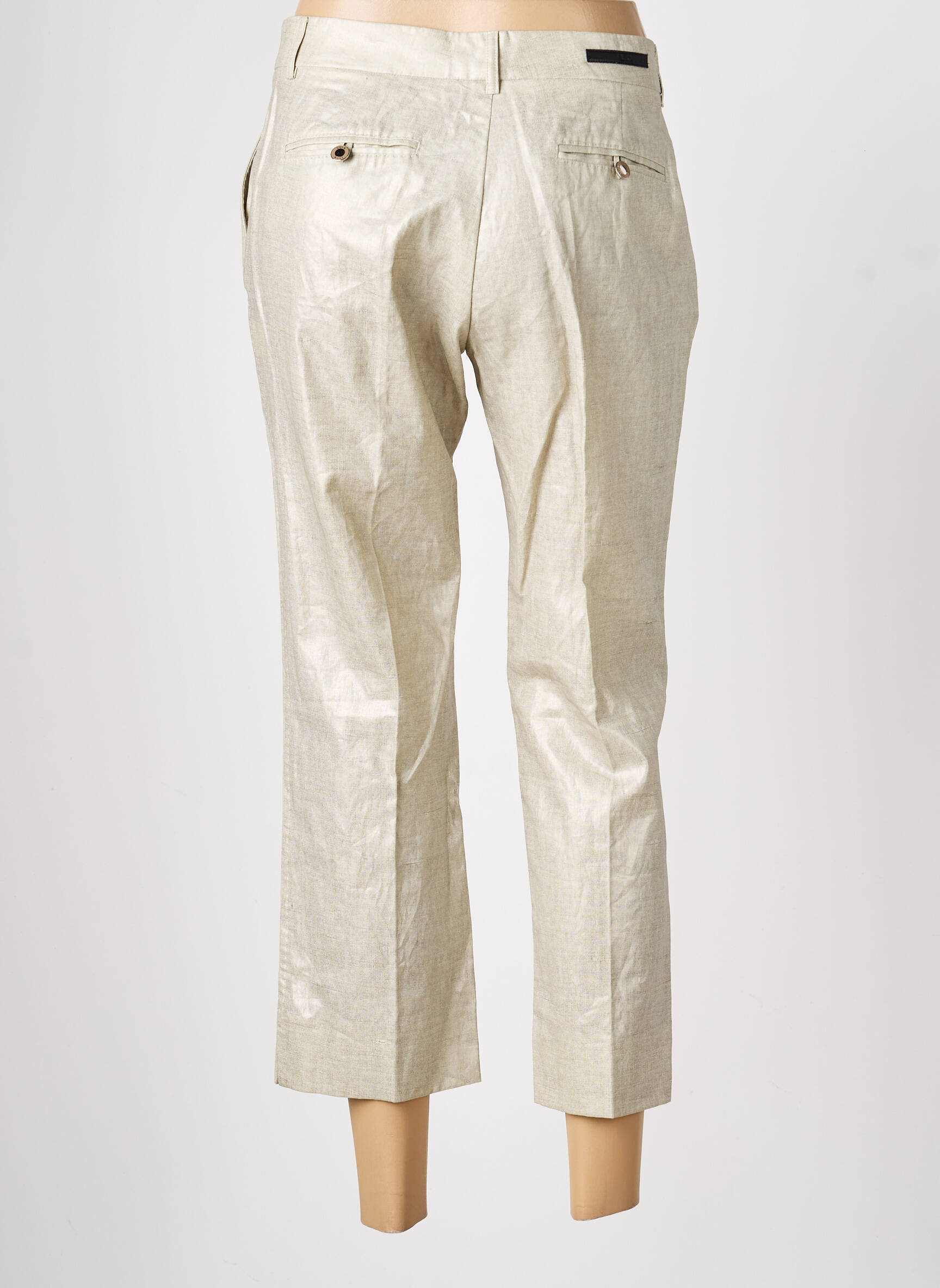Pantalon 7/8 talie cu cleme mărime normală bej LOLA femeie