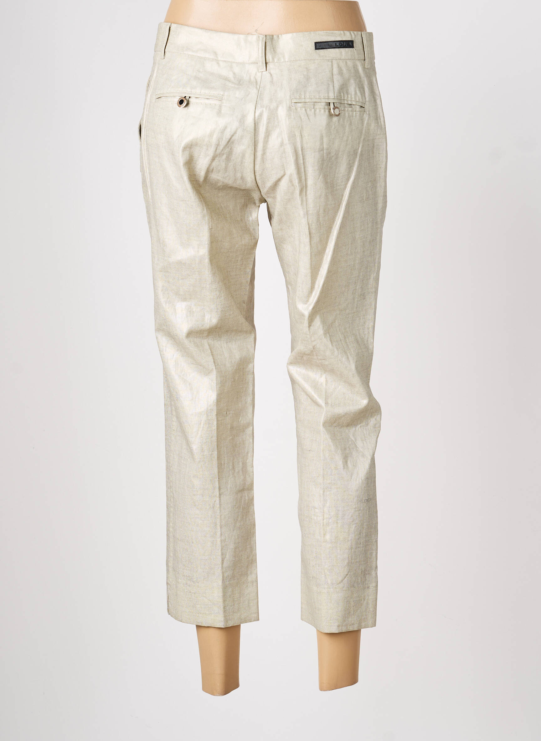 Pantalon 7/8 talie cu cleme mărime normală bej LOLA femeie