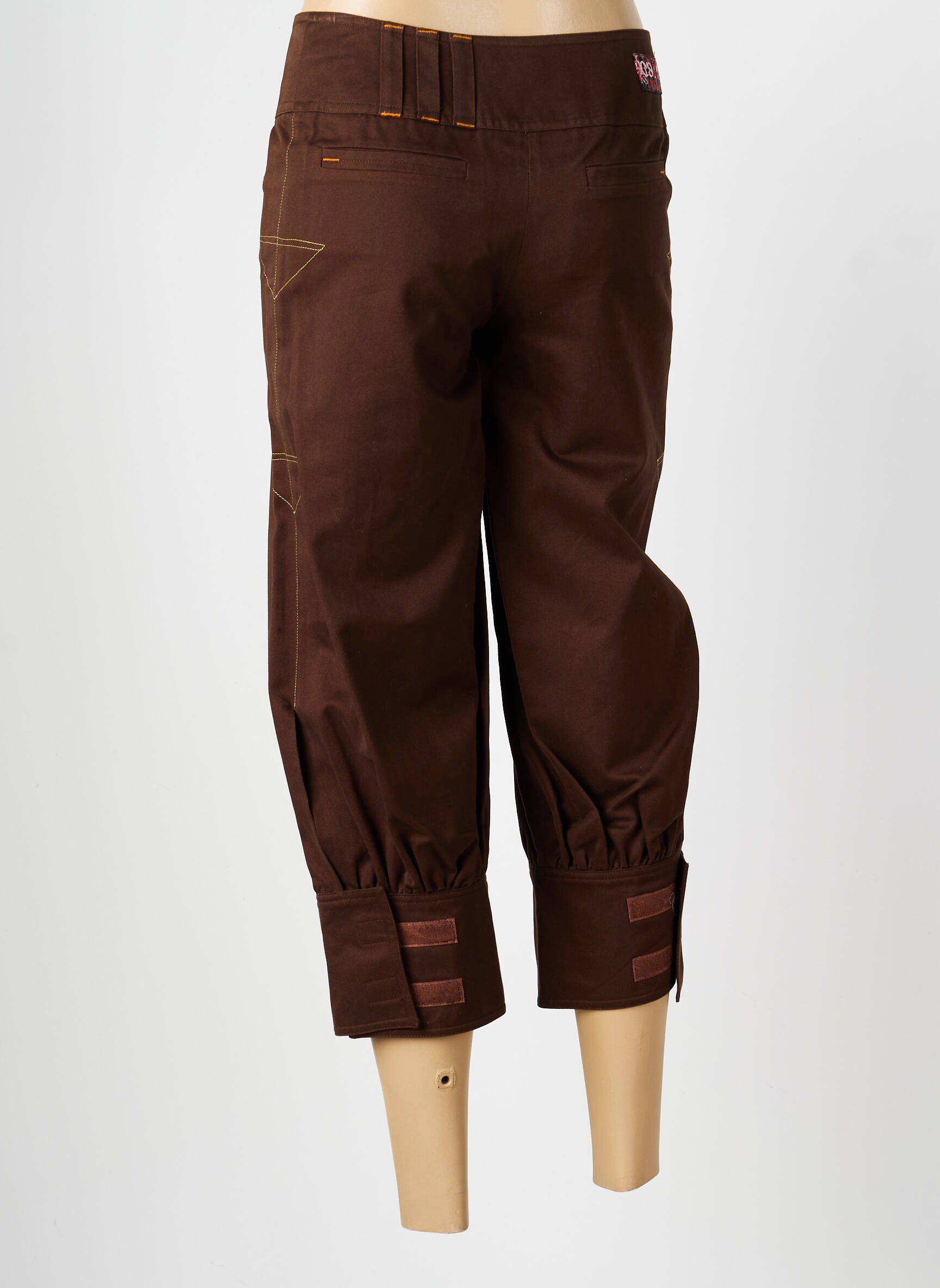 Pantalon trei sferturi talie înaltă talie înaltă maro ZNJ femeie