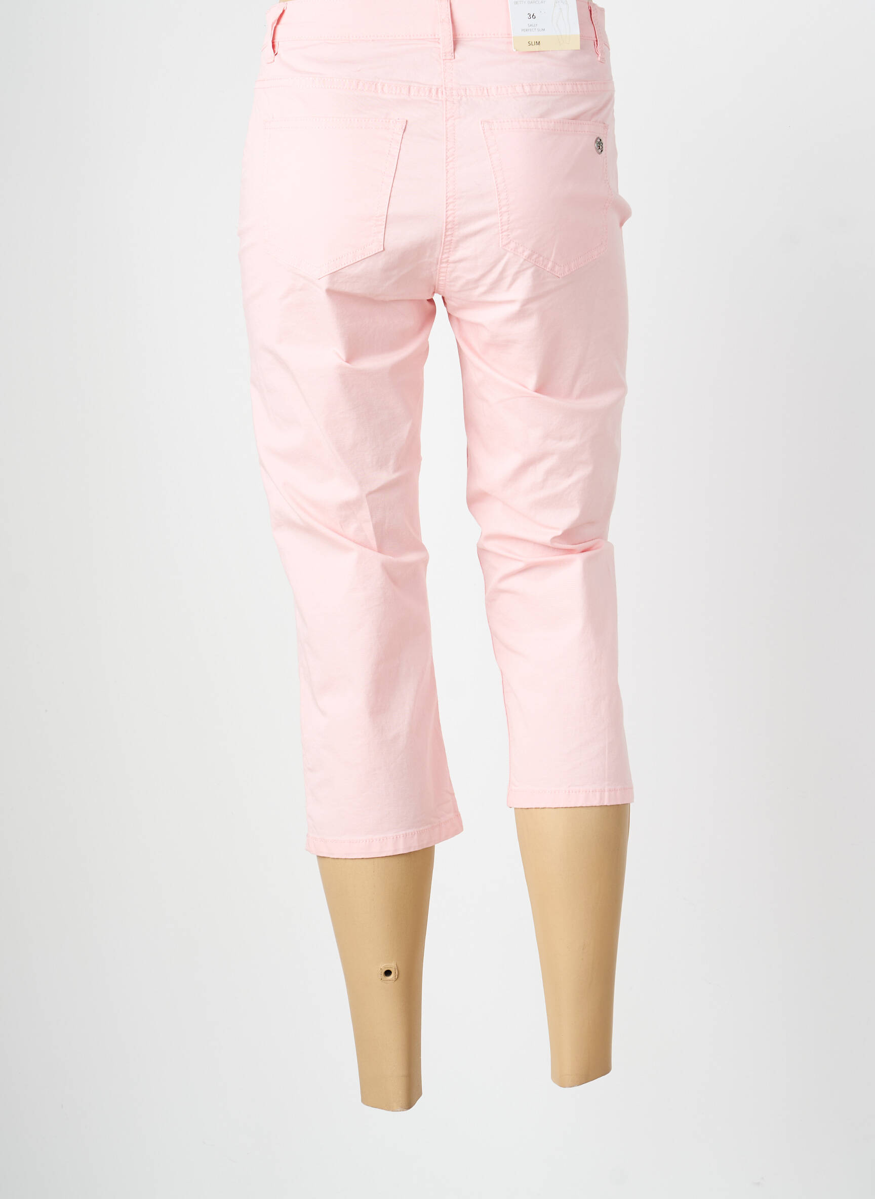 Pantalon trei sferturi țesătură poplin mărime normală roz BETTY BARCLAY femeie