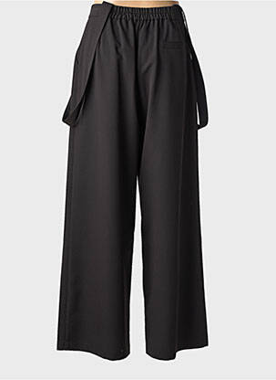 Pantalon larg țesătură poplin mărime normală negru LUMINA femeie