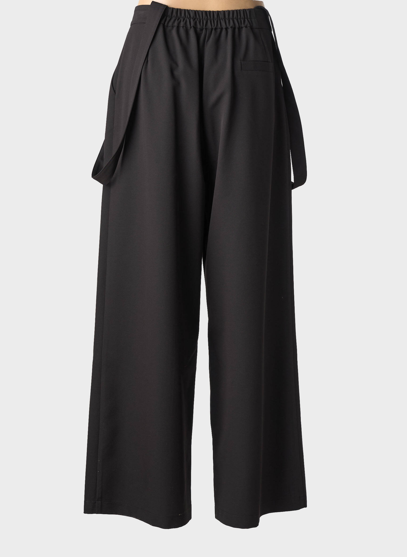 Pantalon larg țesătură poplin mărime normală negru LUMINA femeie