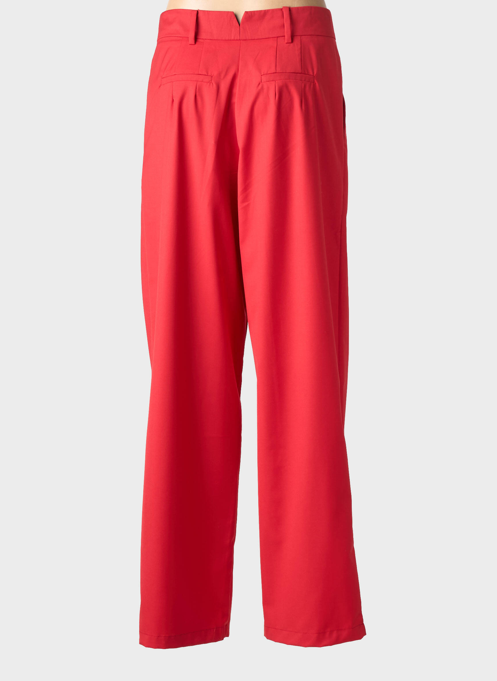 Pantalon larg țesătură poplin talie înaltă roșu GARCONNE femeie