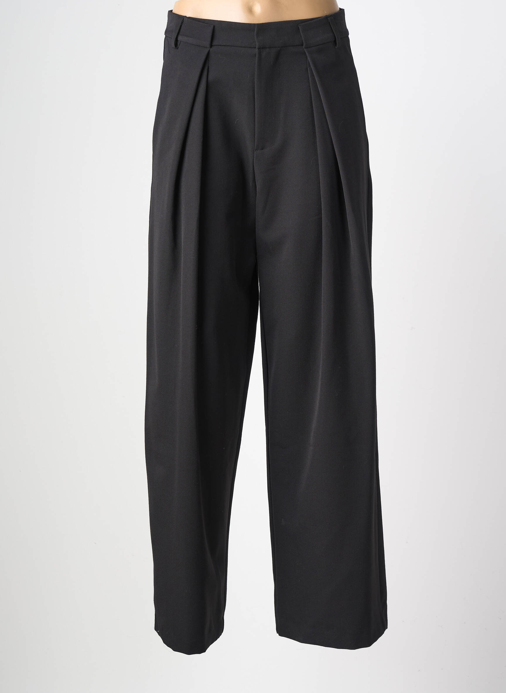 Pantalon larg țesătură crep talie înaltă negru GARCONNE femeie