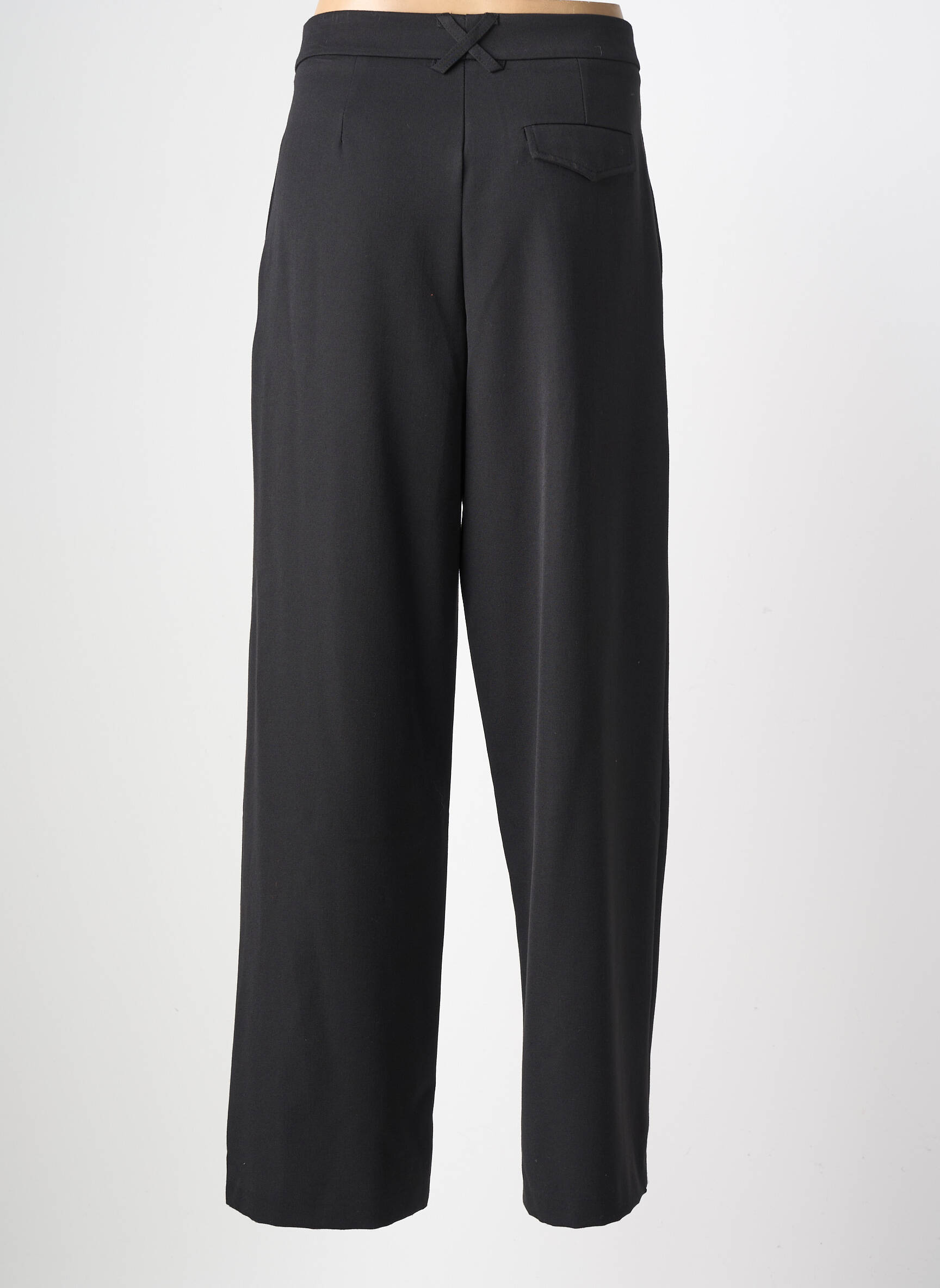 Pantalon larg țesătură crep talie înaltă negru GARCONNE femeie